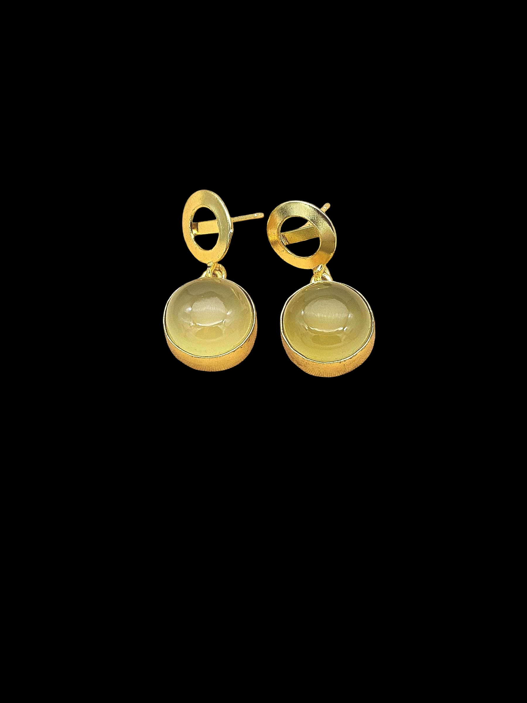Awesome Gold Plated Semi Precious Gemstone Round Designer Dangle Drop Earrings