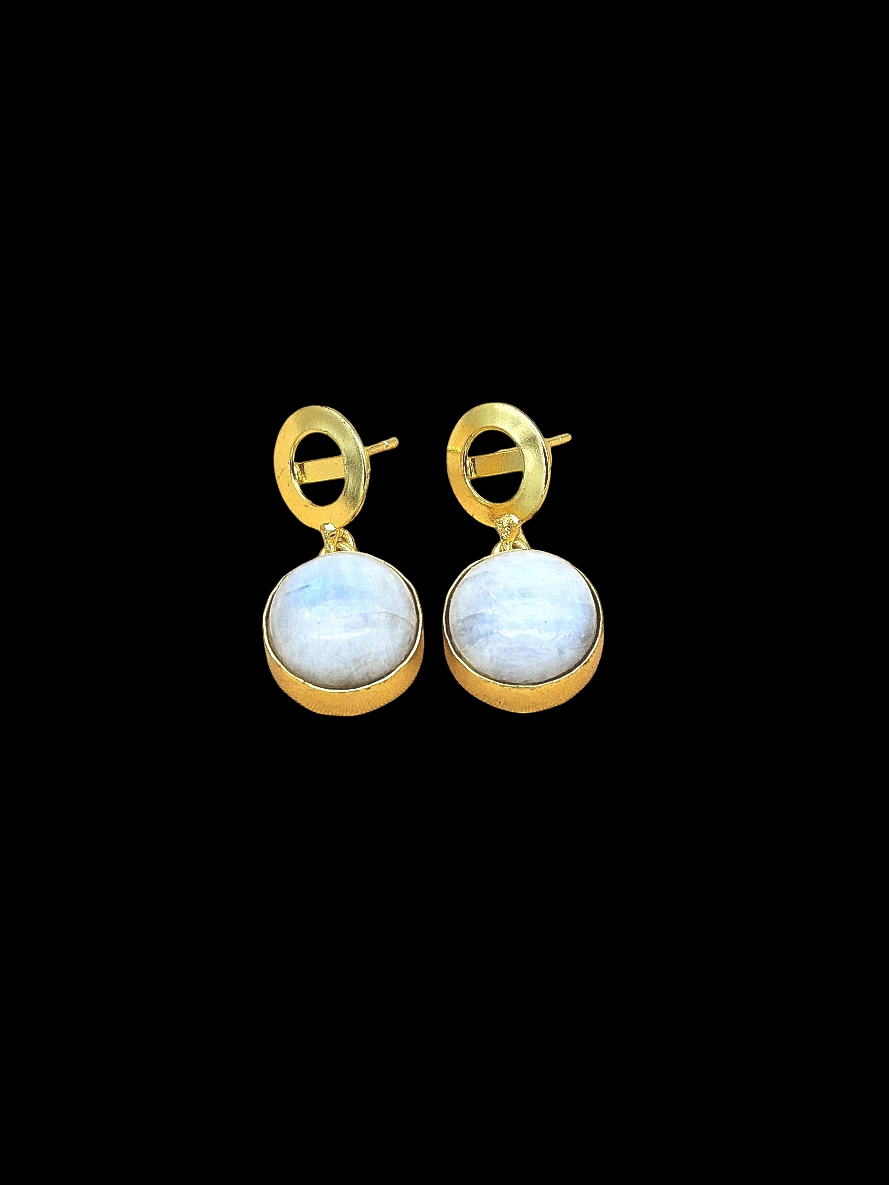 Awesome Gold Plated Semi Precious Gemstone Round Designer Dangle Drop Earrings