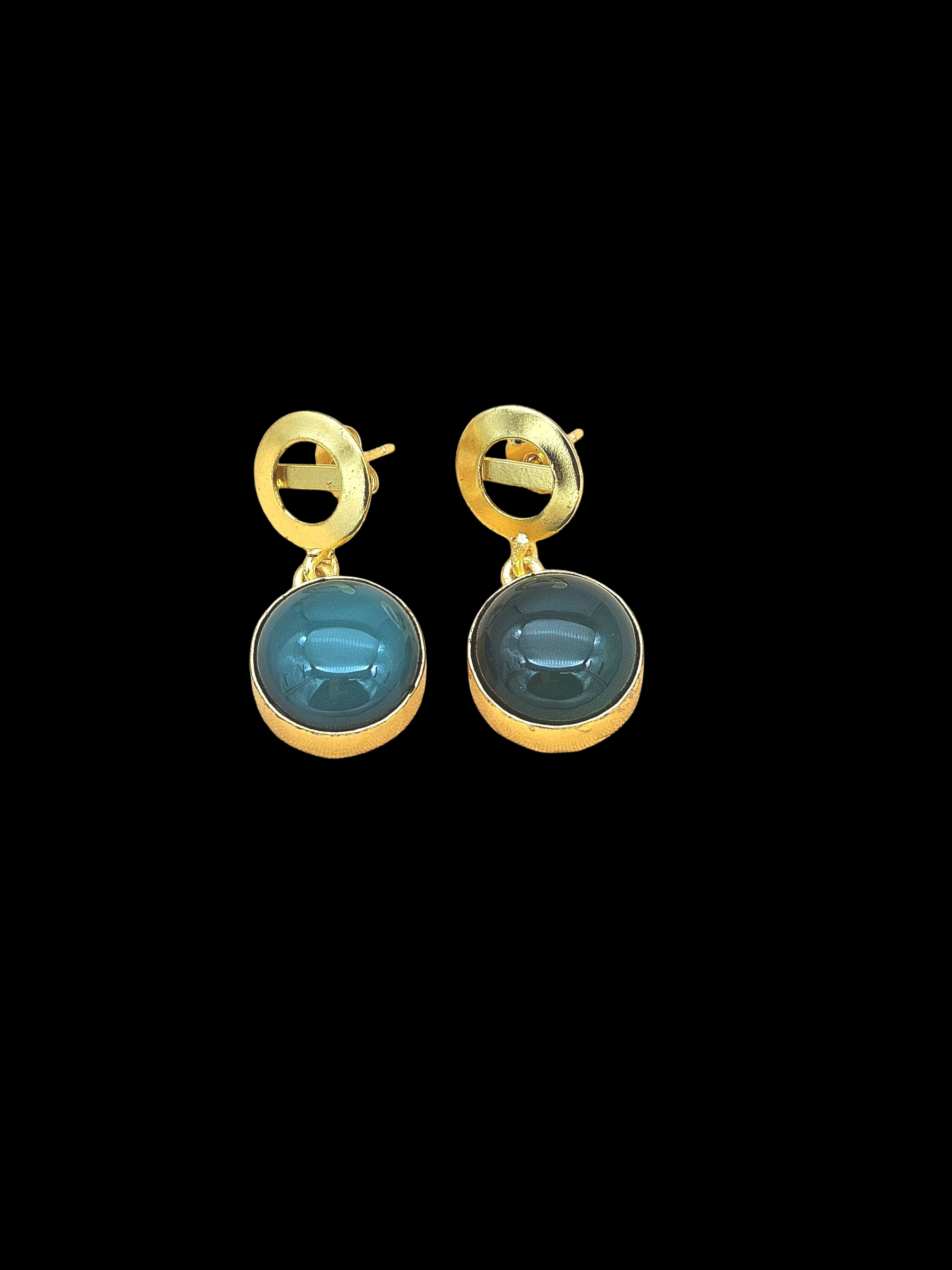 Awesome Gold Plated Semi Precious Gemstone Round Designer Dangle Drop Earrings