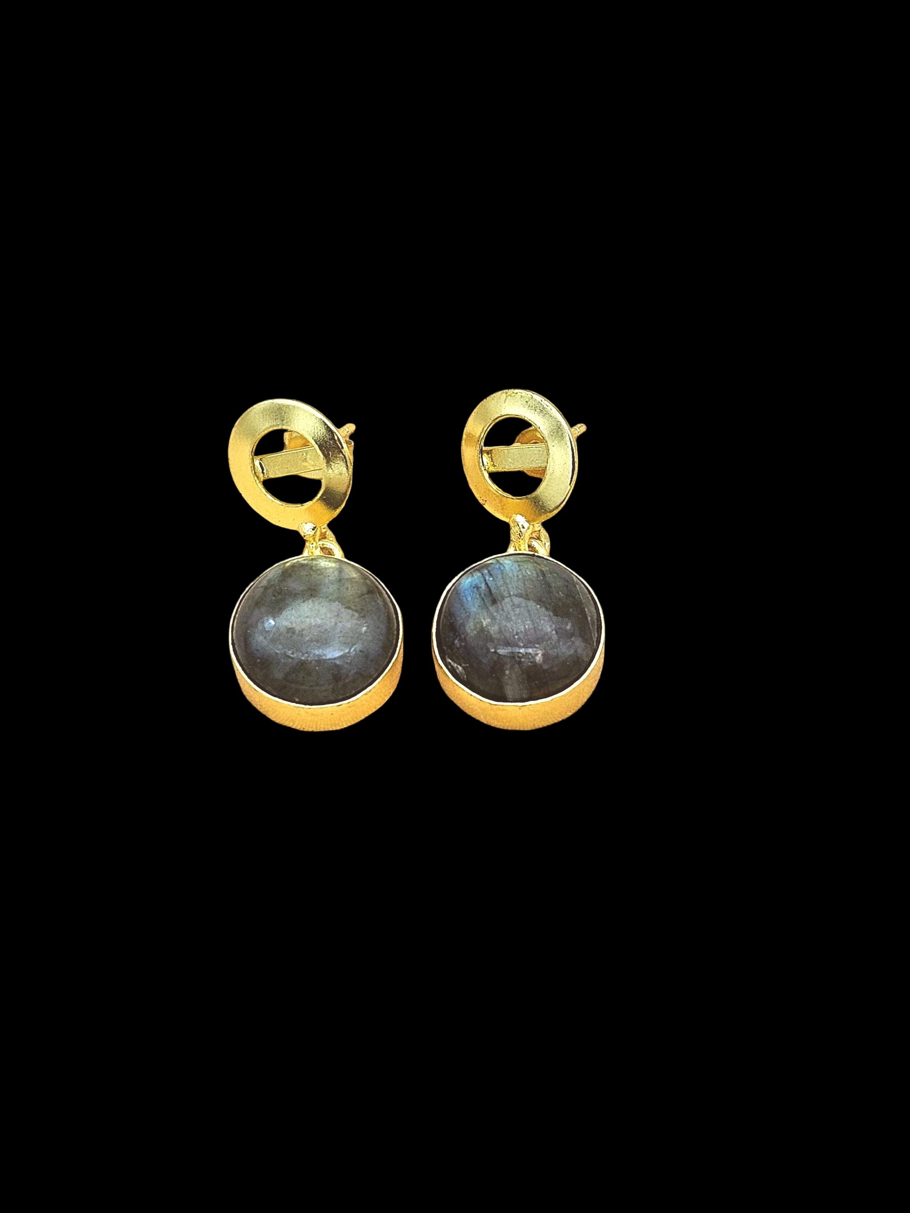 Awesome Gold Plated Semi Precious Gemstone Round Designer Dangle Drop Earrings