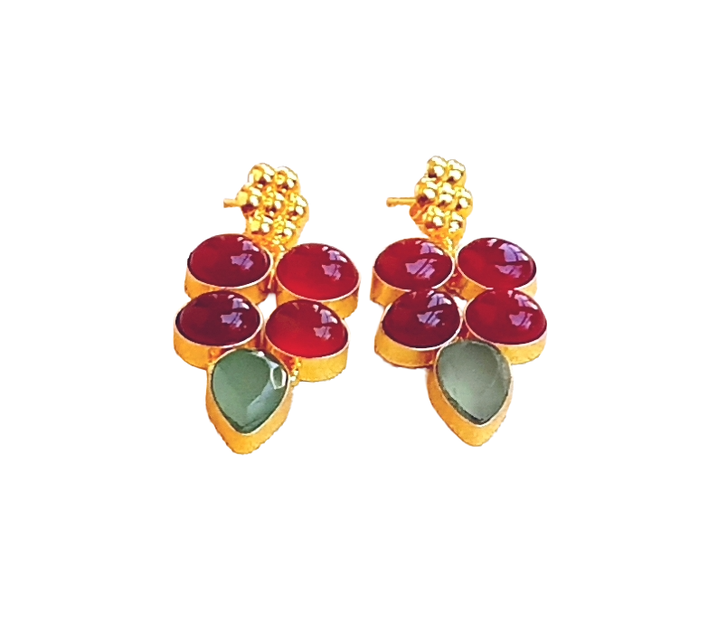 Amazing Gold Plated Semi Precious Gemstone Charming Designer Dangle Drop Earrings