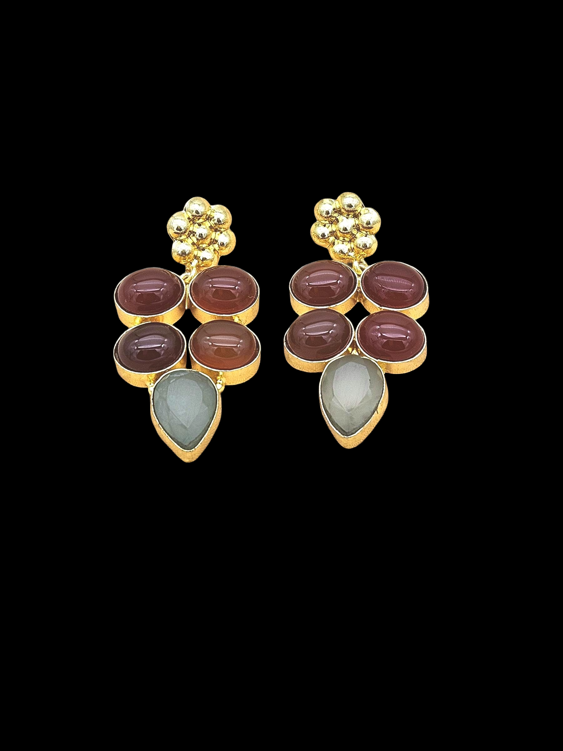 Amazing Gold Plated Semi Precious Gemstone Charming Designer Dangle Drop Earrings