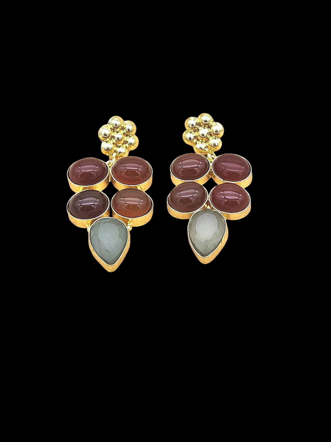 Amazing Gold Plated Semi Precious Gemstone Charming Designer Dangle Drop Earrings