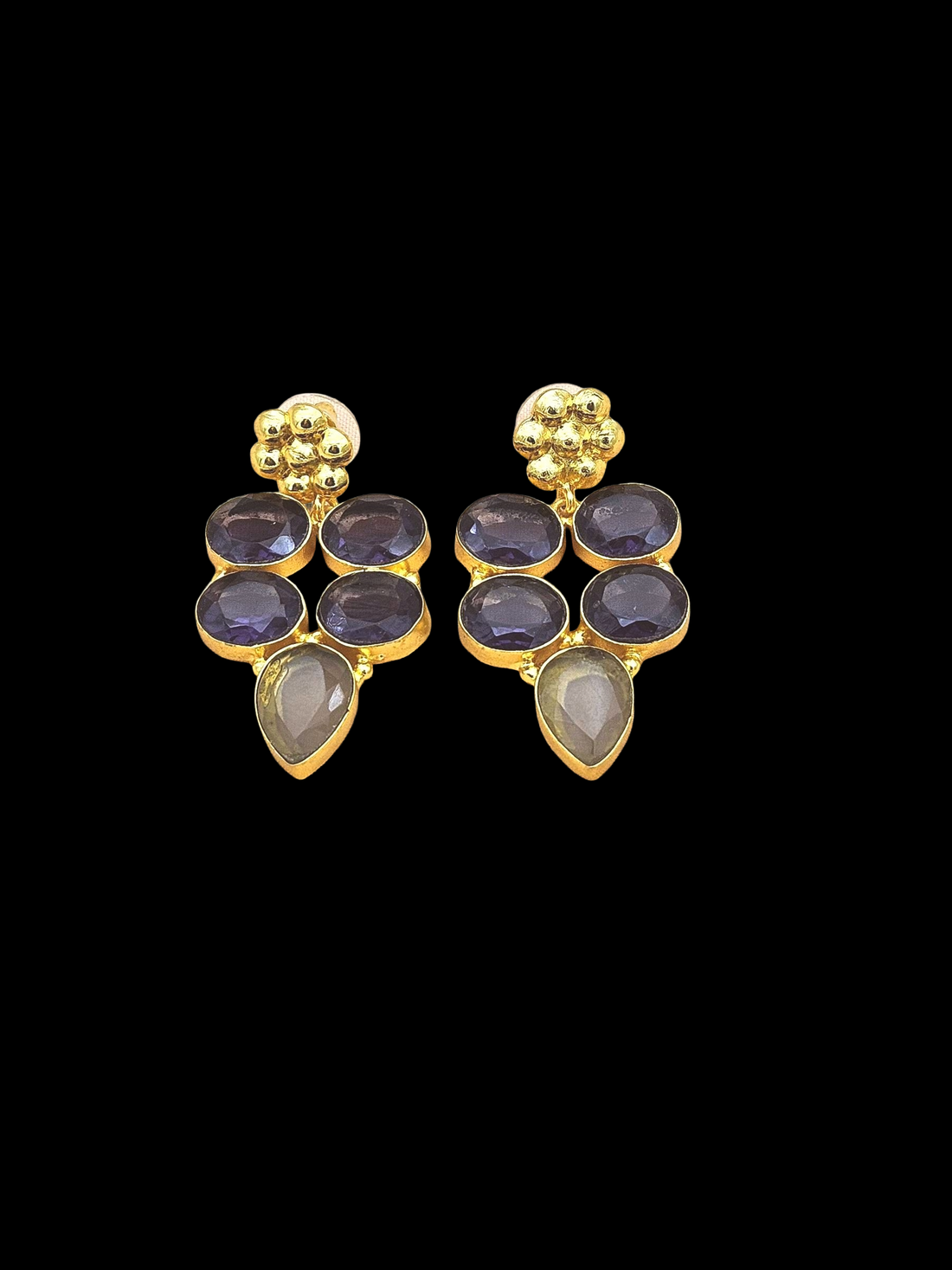 Amazing Gold Plated Semi Precious Gemstone Charming Designer Dangle Drop Earrings