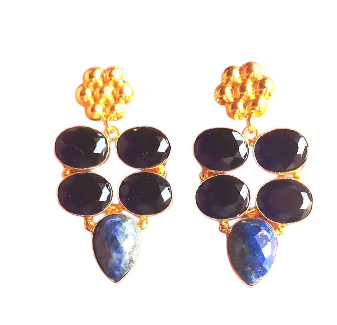 Amazing Gold Plated Semi Precious Gemstone Charming Designer Dangle Drop Earrings