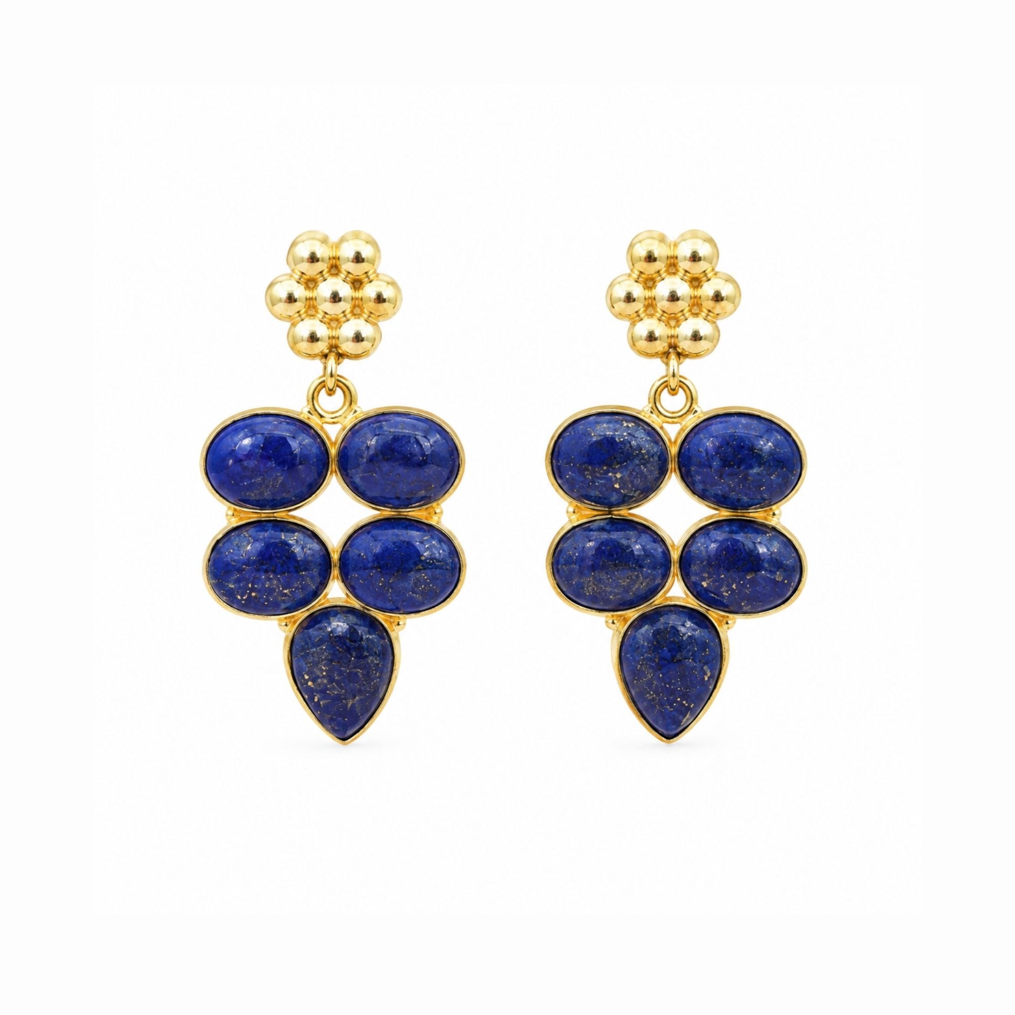 Natural Lapis Lazuli Earrings, Gold Plated Dangle Drop Earrings, Purple Statement Jewelry, Boho Gift for Her