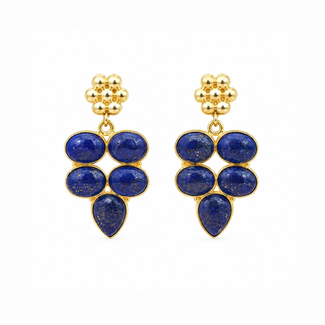 Natural Lapis Lazuli Earrings, Gold Plated Dangle Drop Earrings, Purple Statement Jewelry, Boho Gift for Her