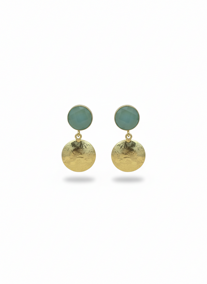 Gold Plated Brass Dangle Earrings –  Semi Precious Stone Handcrafted Jewelry