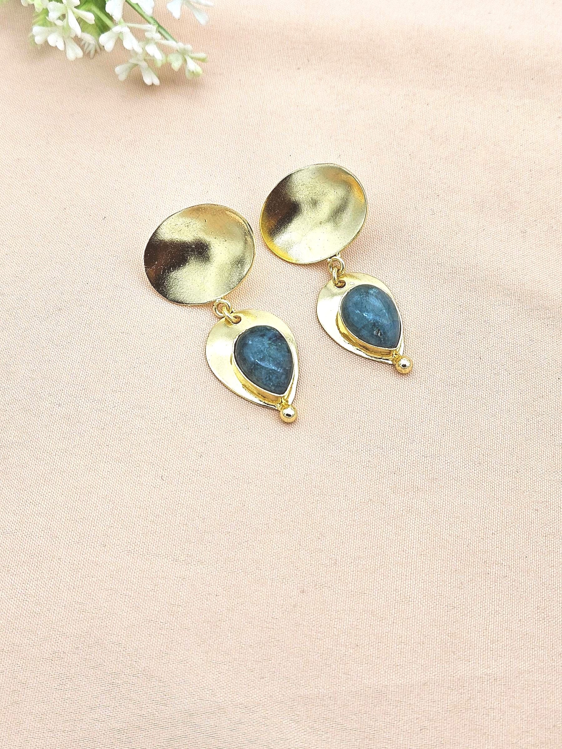 Charming Gold Plated Semi Precious stone Designer Dangle Drop Earrings