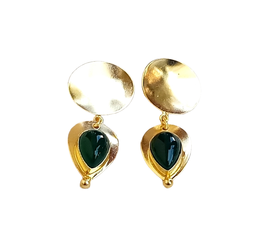 Charming Gold Plated Semi Precious stone Designer Dangle Drop Earrings