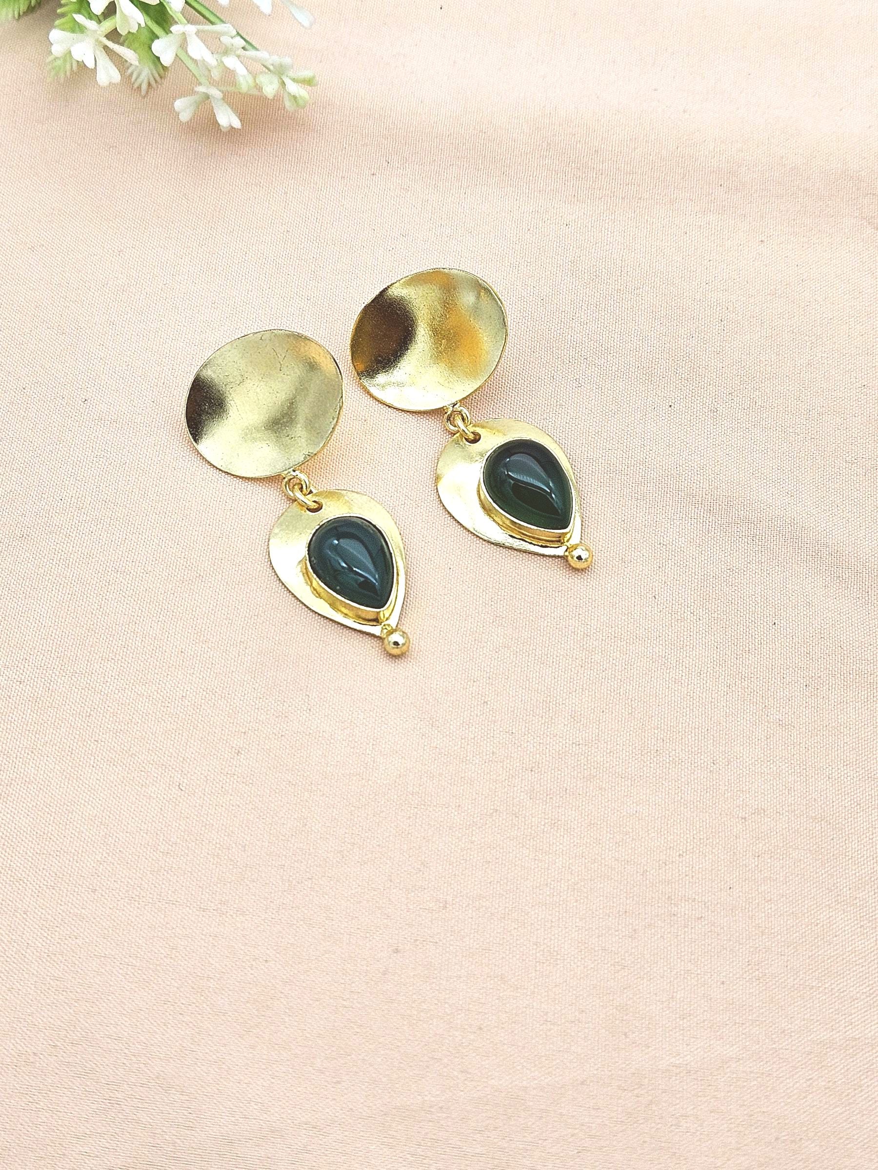 Charming Gold Plated Semi Precious stone Designer Dangle Drop Earrings