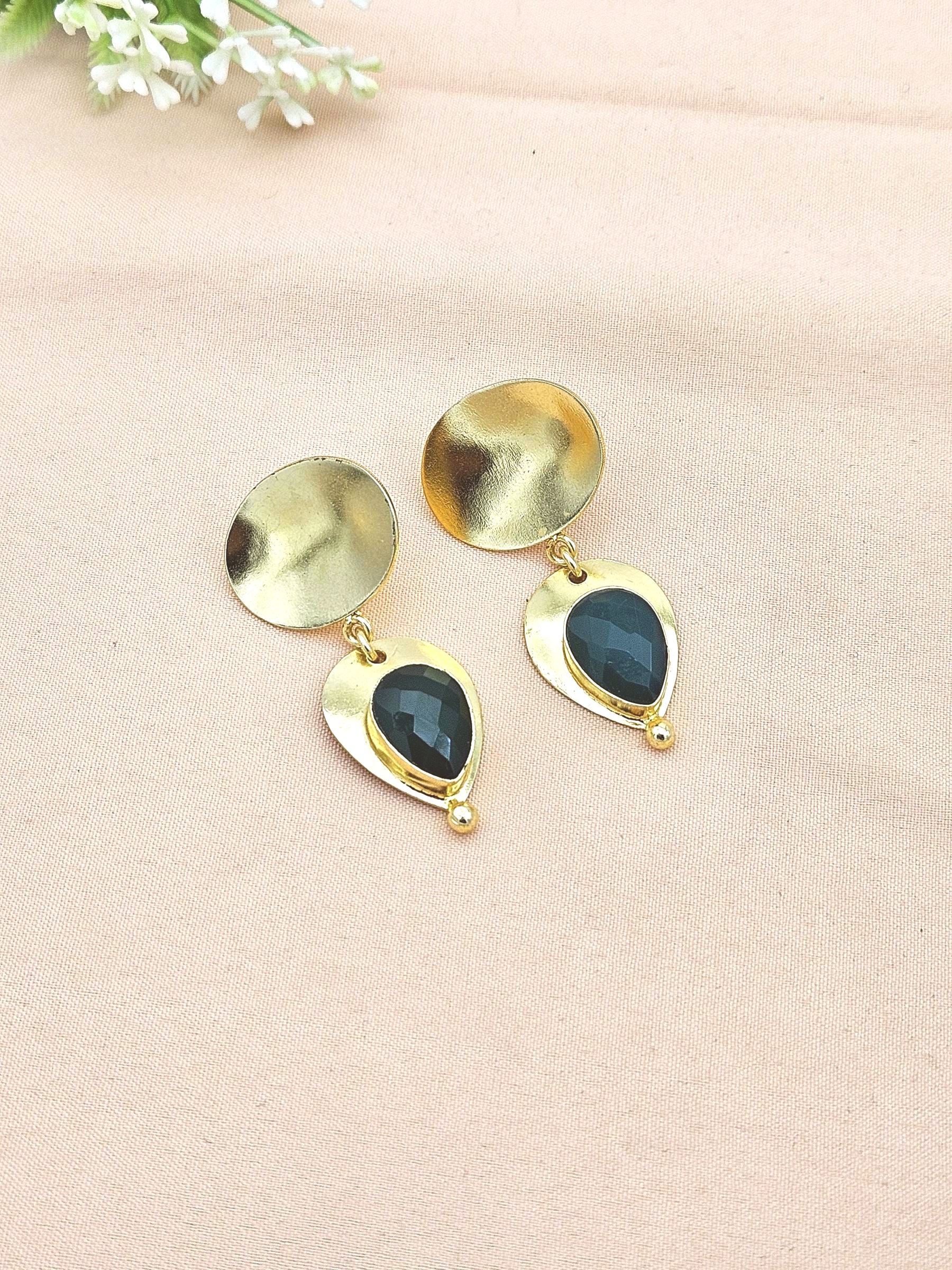 Charming Gold Plated Semi Precious stone Designer Dangle Drop Earrings