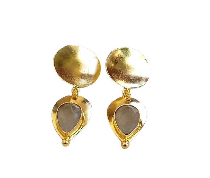 Charming Gold Plated Semi Precious stone Designer Dangle Drop Earrings