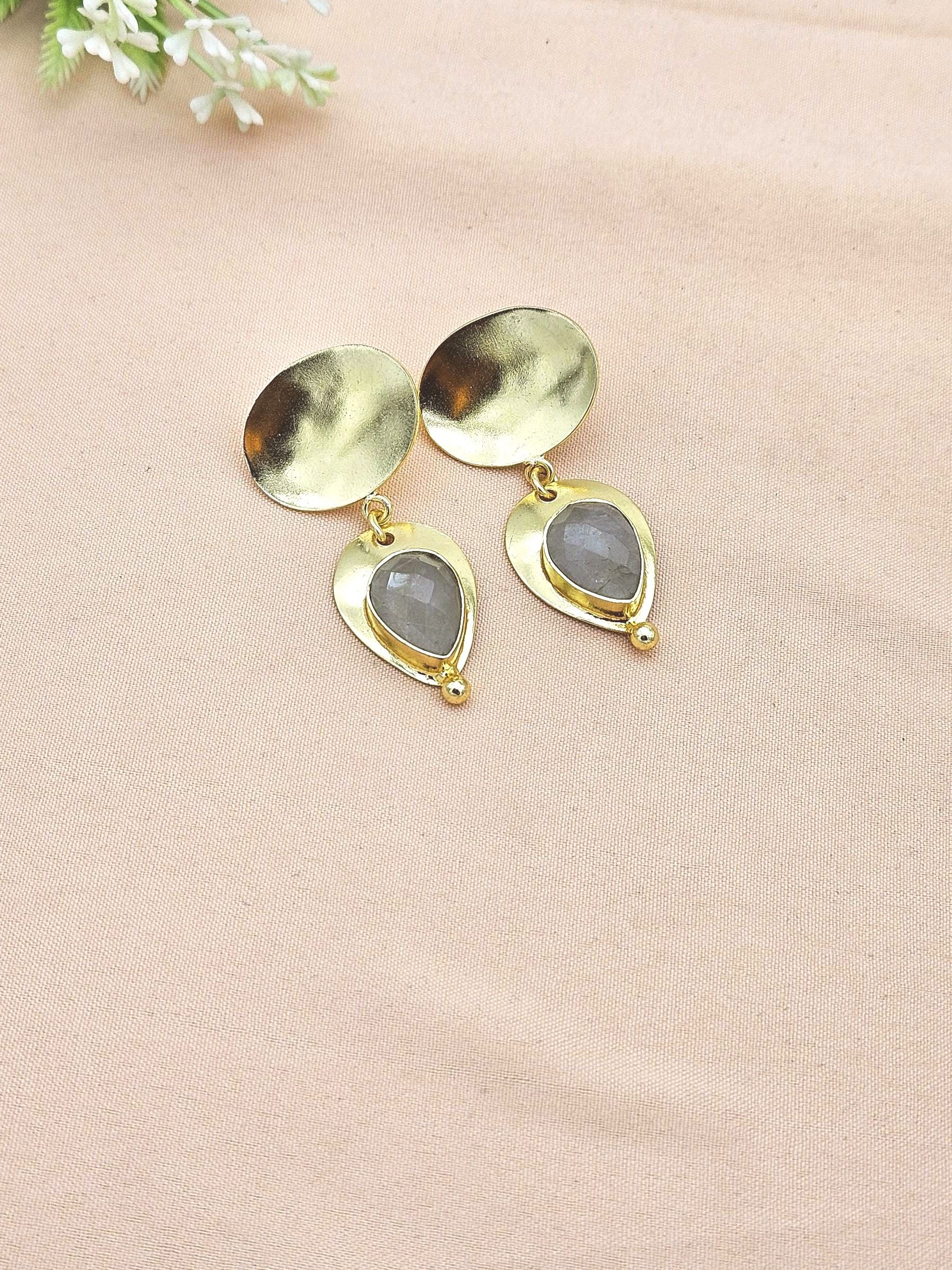 Charming Gold Plated Semi Precious stone Designer Dangle Drop Earrings