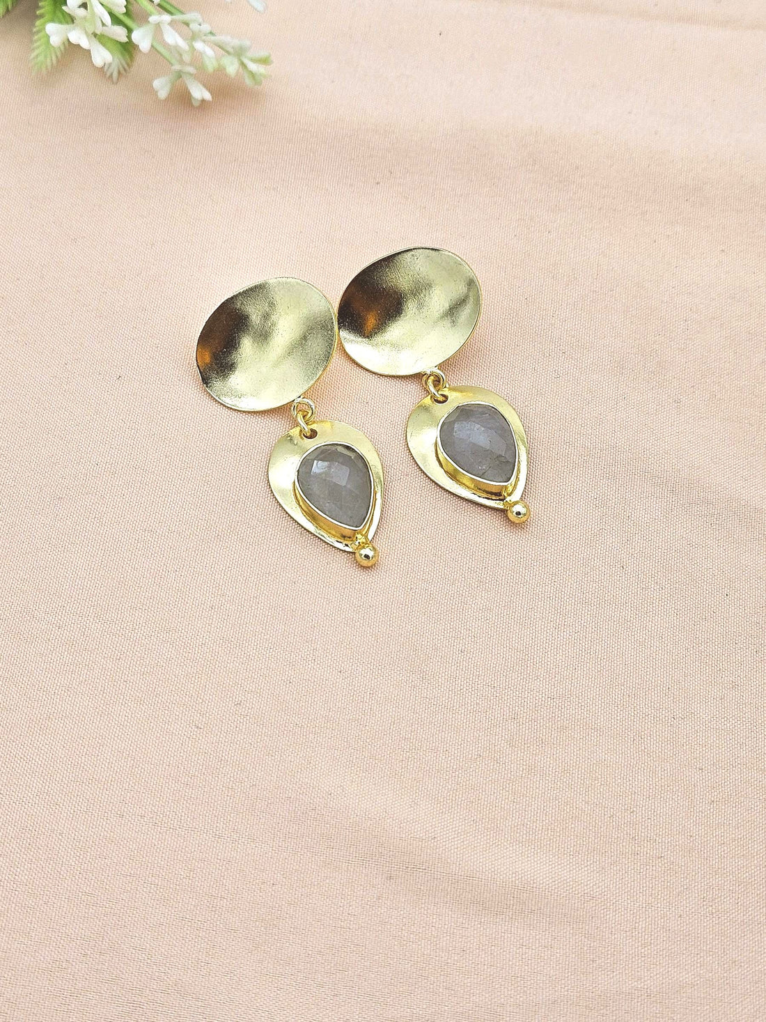 Charming Gold Plated Semi Precious stone Designer Dangle Drop Earrings