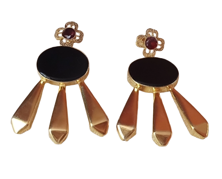 Awesome Gold Plated Dangle Earrings –  Imitation Stone Jewelry
