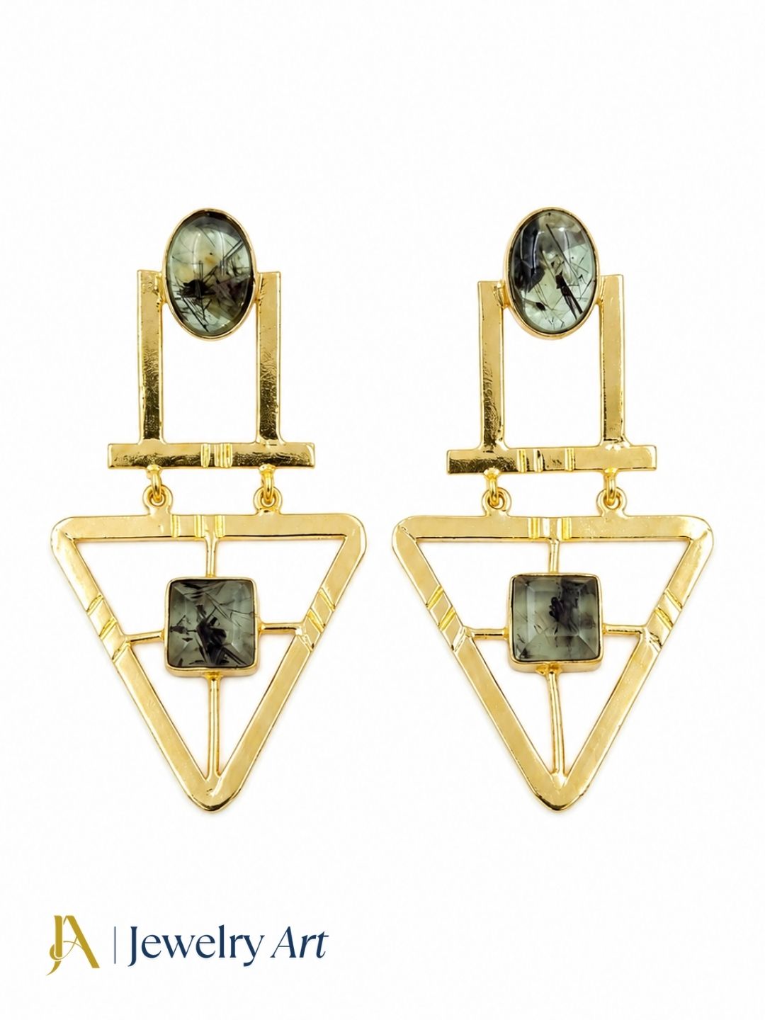 Charming Gold Plated Semi Precious Gemstone Awesome Designer Dangle Drop Earrings