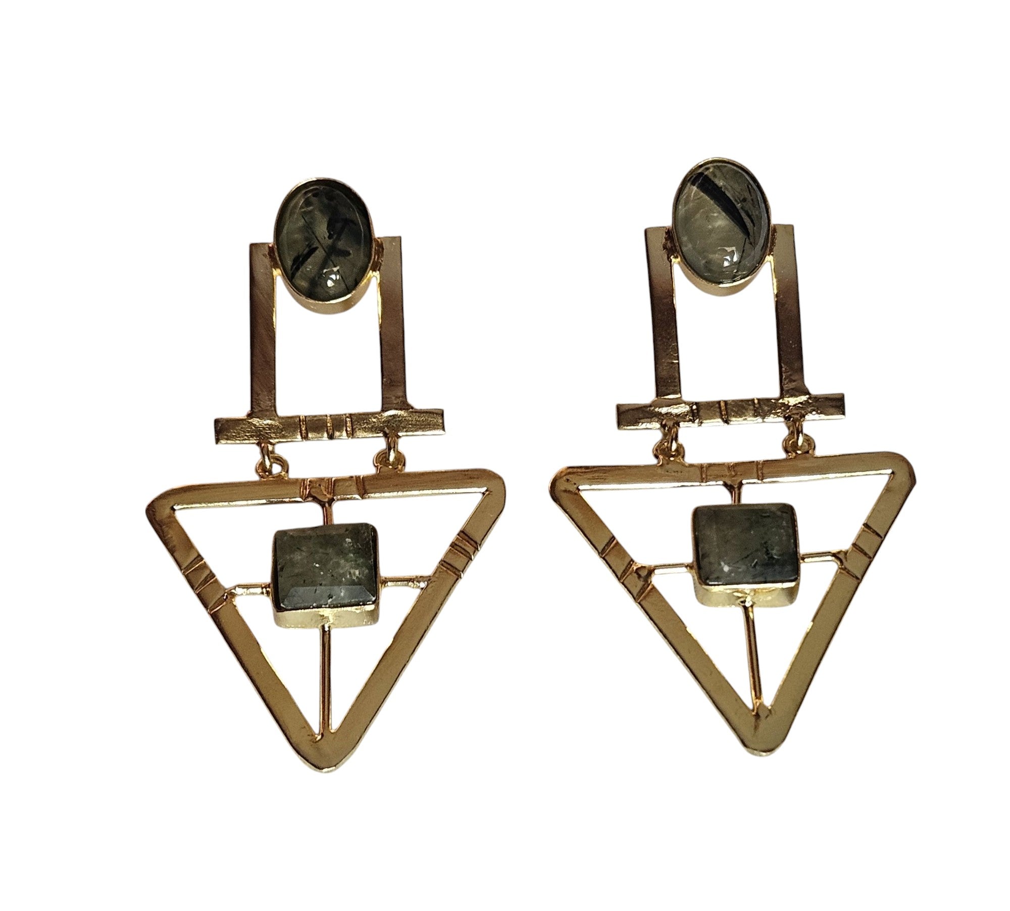 Charming Gold Plated Semi Precious Gemstone Awesome Designer Dangle Drop Earrings