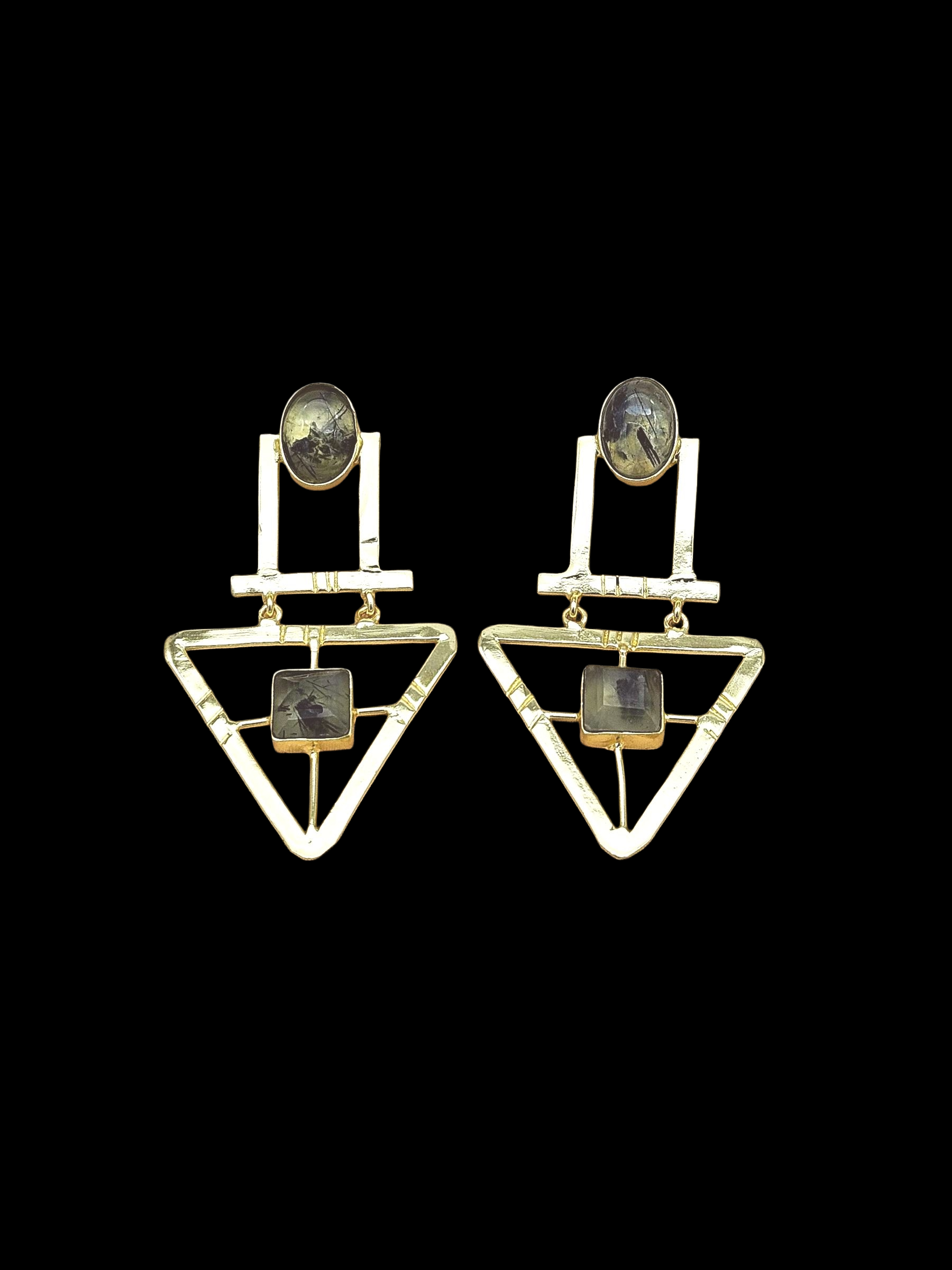 Charming Gold Plated Semi Precious Gemstone Awesome Designer Dangle Drop Earrings