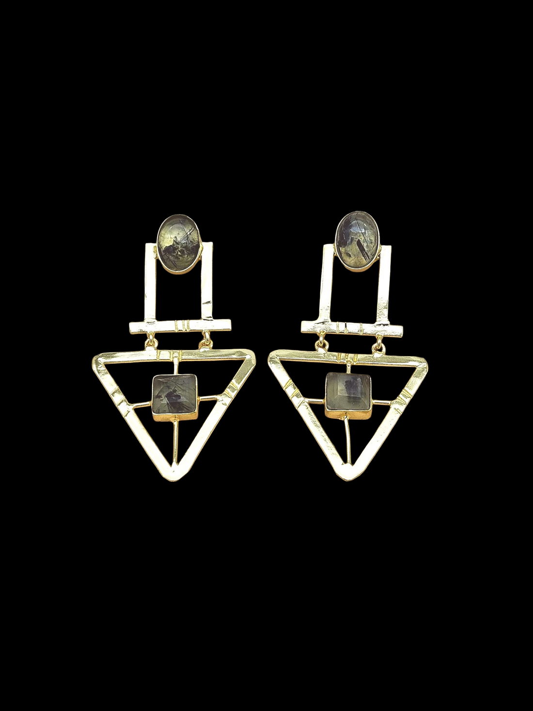 Charming Gold Plated Semi Precious Gemstone Awesome Designer Dangle Drop Earrings