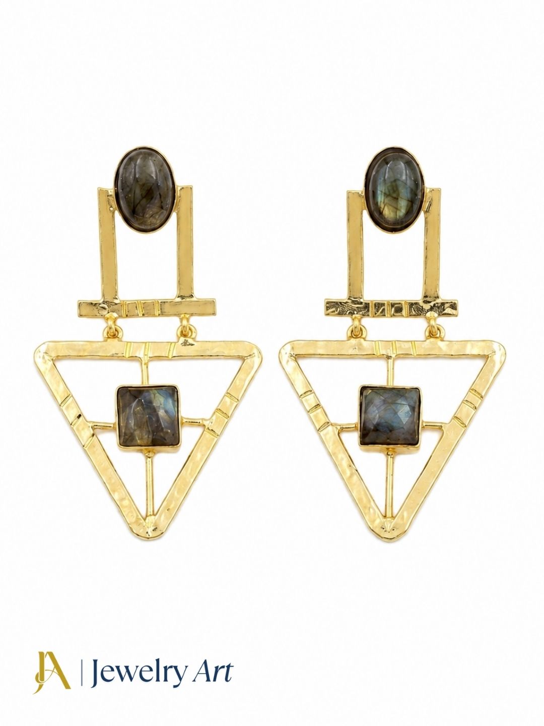 Charming Gold Plated Semi Precious Gemstone Awesome Designer Dangle Drop Earrings