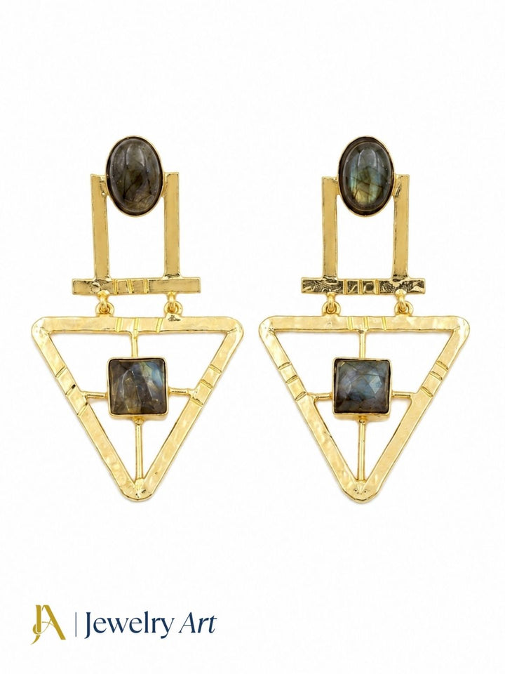 Charming Gold Plated Semi Precious Gemstone Awesome Designer Dangle Drop Earrings