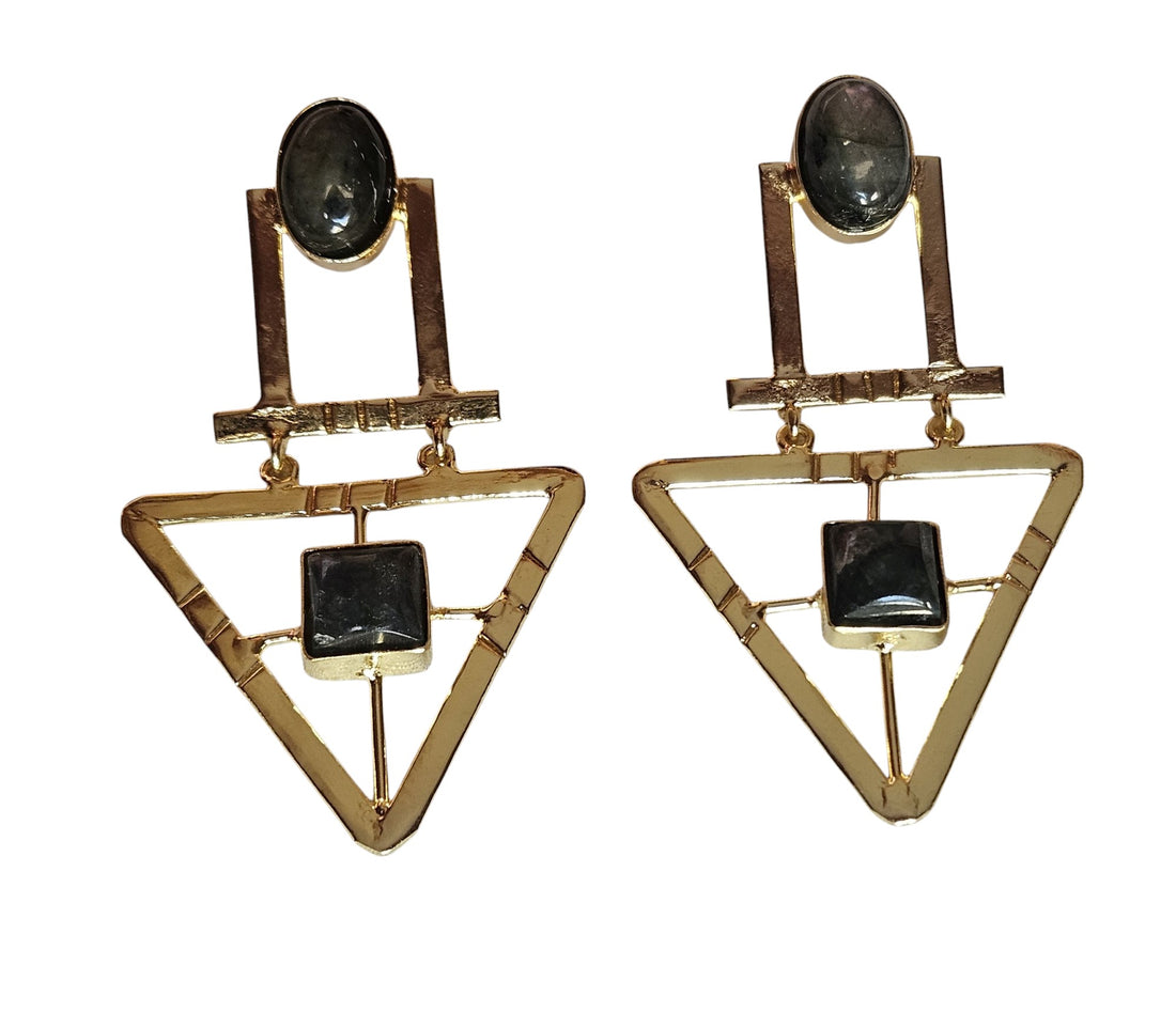 Charming Gold Plated Semi Precious Gemstone Awesome Designer Dangle Drop Earrings