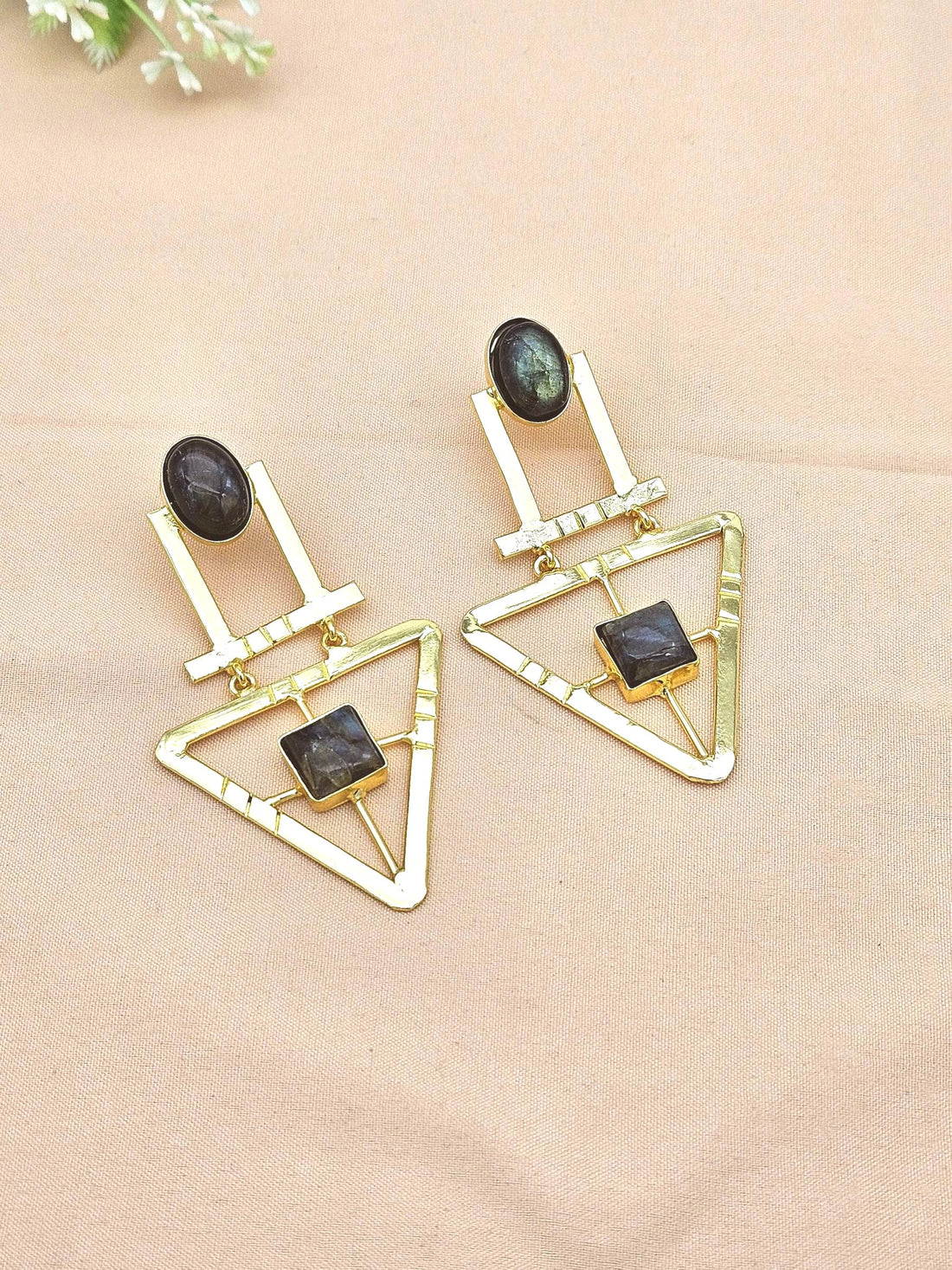 Charming Gold Plated Semi Precious Gemstone Awesome Designer Dangle Drop Earrings