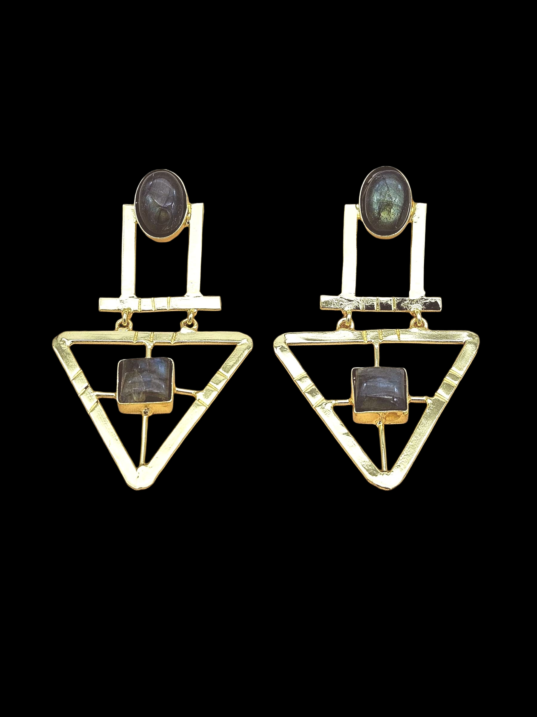 Charming Gold Plated Semi Precious Gemstone Awesome Designer Dangle Drop Earrings