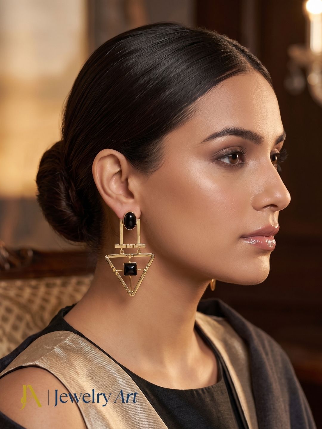 Charming Gold Plated Semi Precious Gemstone Awesome Designer Dangle Drop Earrings