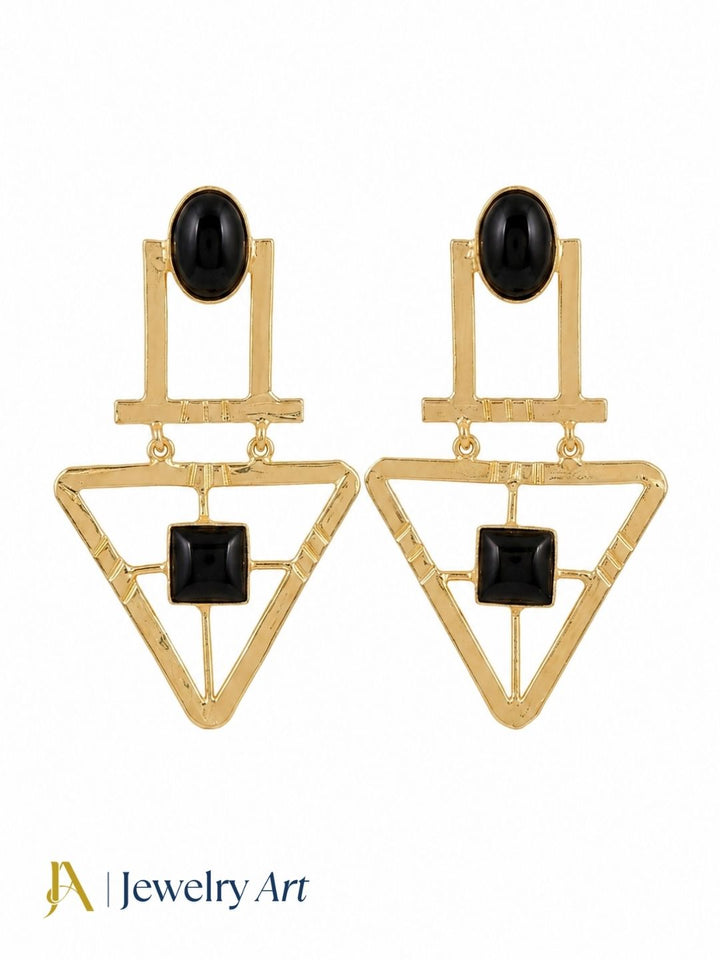 Charming Gold Plated Semi Precious Gemstone Awesome Designer Dangle Drop Earrings