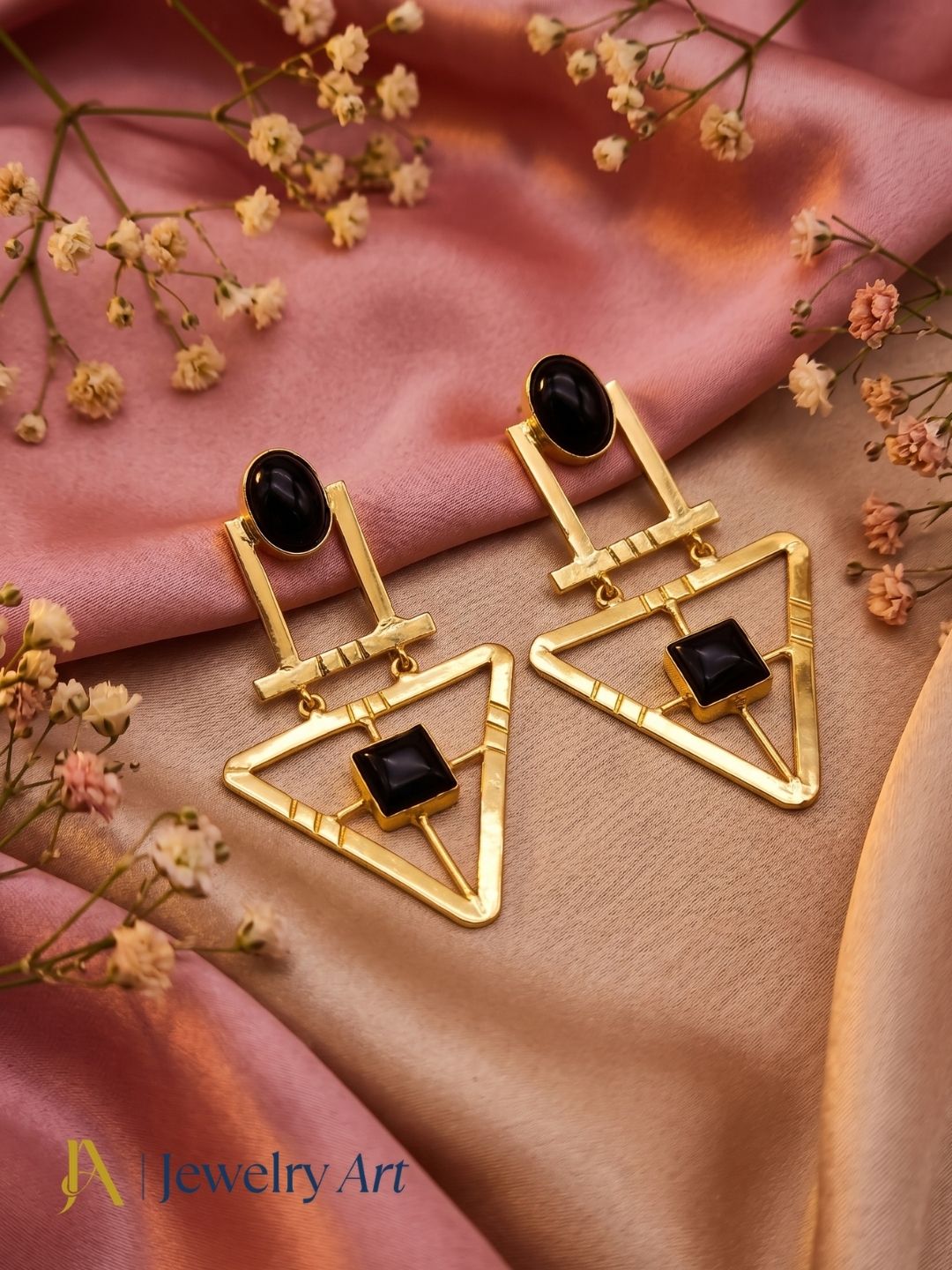 Charming Gold Plated Semi Precious Gemstone Awesome Designer Dangle Drop Earrings