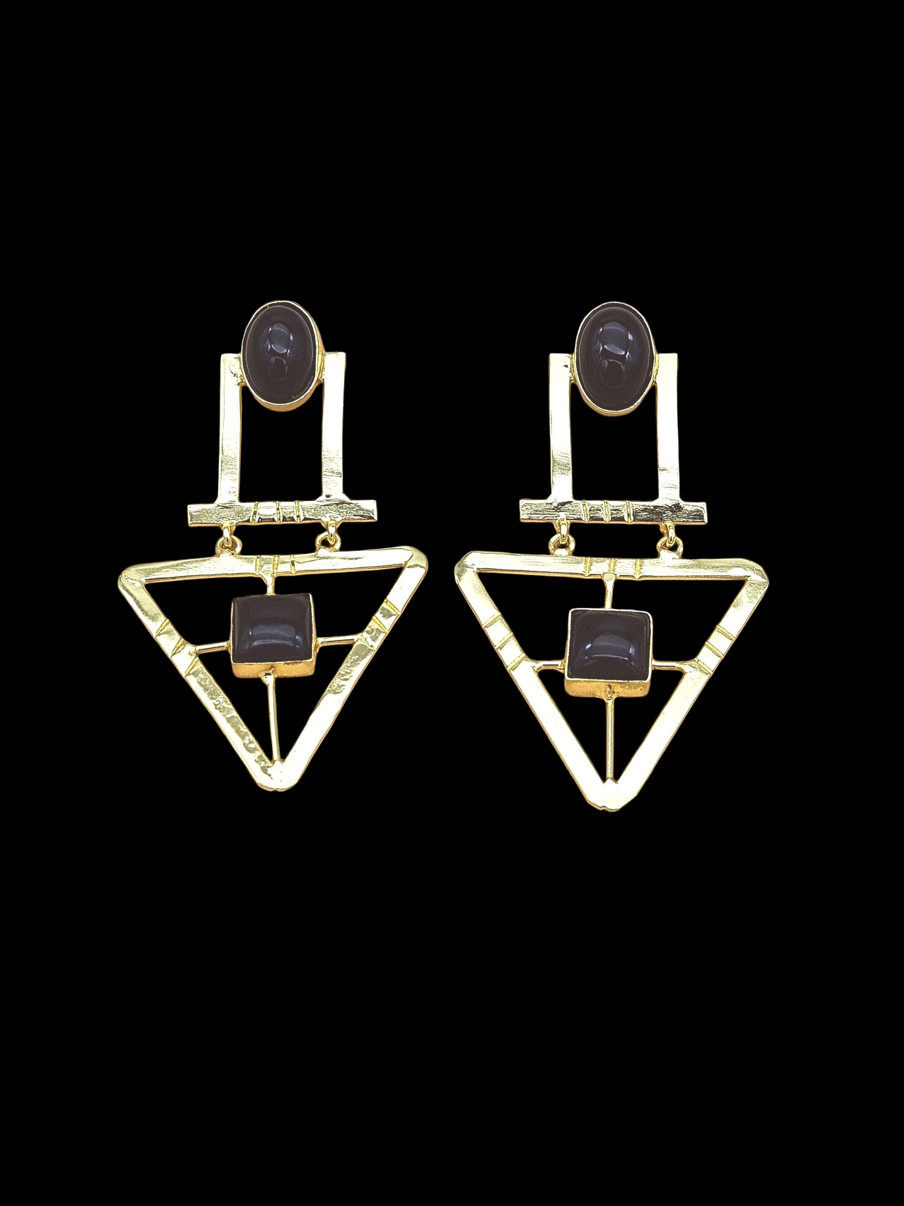 Charming Gold Plated Semi Precious Gemstone Awesome Designer Dangle Drop Earrings