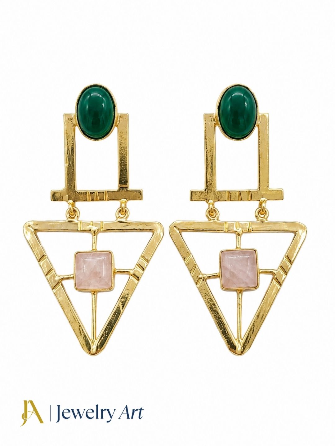 Charming Gold Plated Semi Precious Gemstone Awesome Designer Dangle Drop Earrings