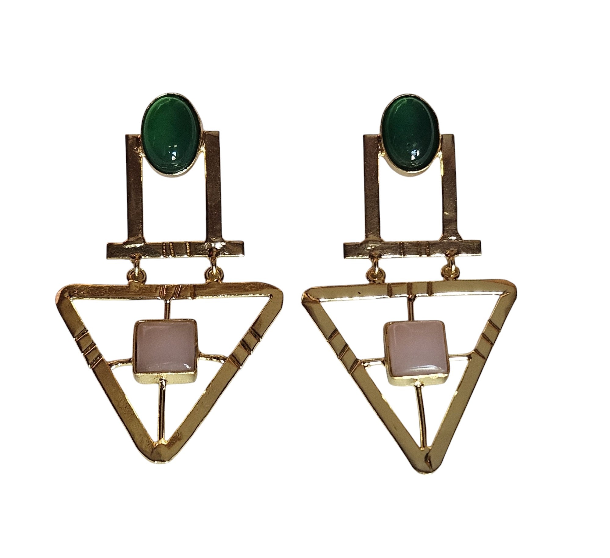 Charming Gold Plated Semi Precious Gemstone Awesome Designer Dangle Drop Earrings