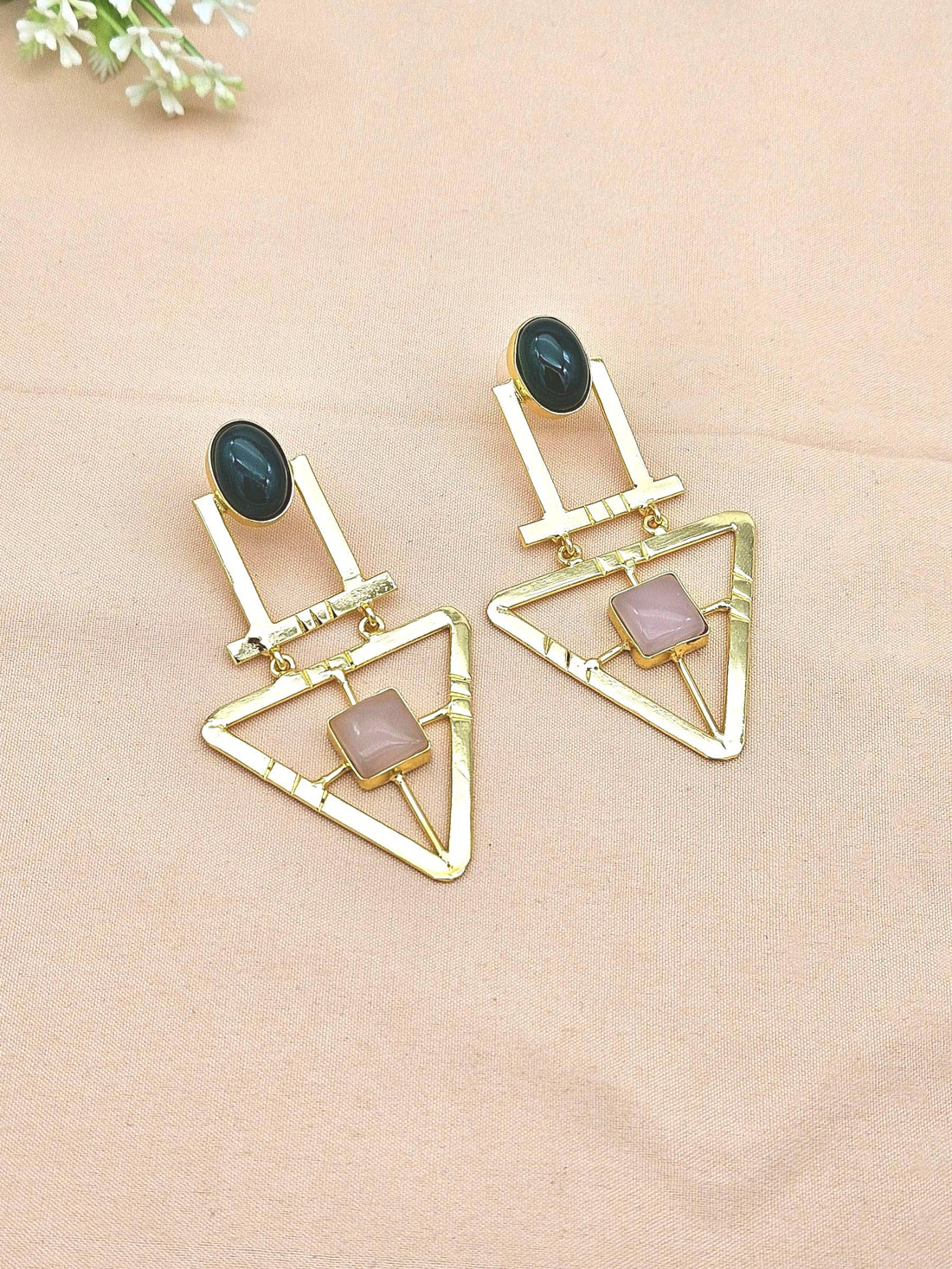 Charming Gold Plated Semi Precious Gemstone Awesome Designer Dangle Drop Earrings