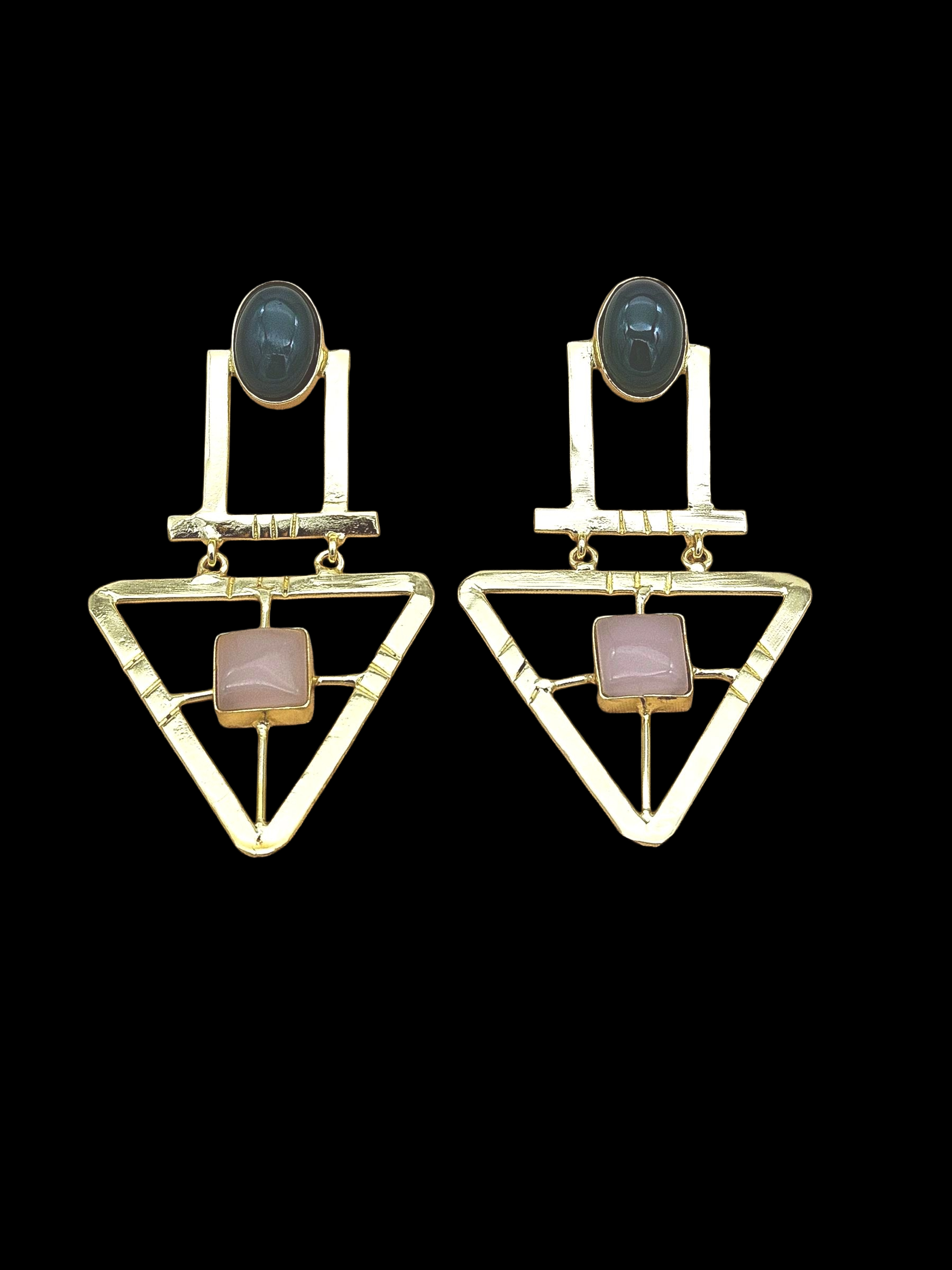 Charming Gold Plated Semi Precious Gemstone Awesome Designer Dangle Drop Earrings