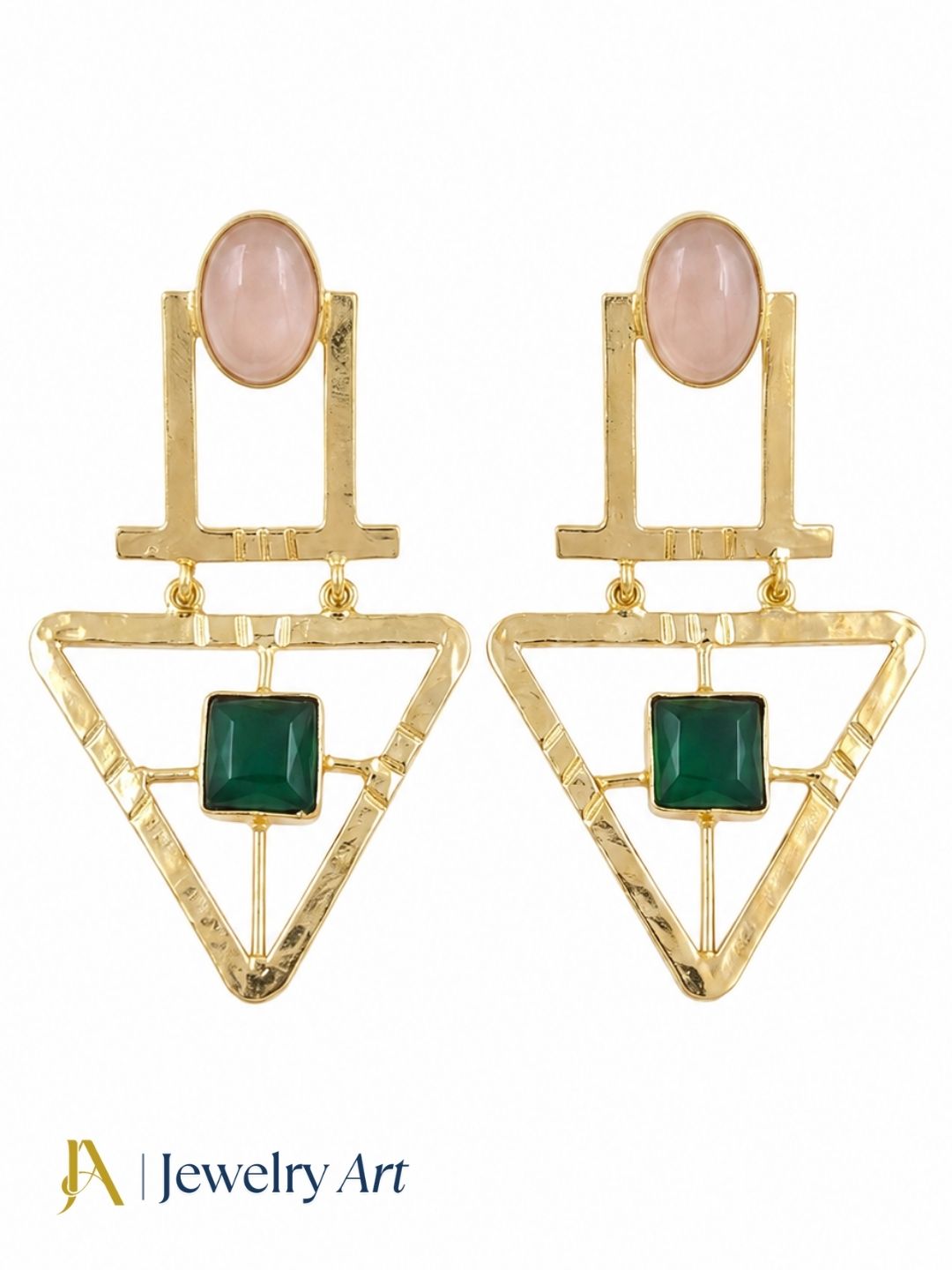 Charming Gold Plated Semi Precious Gemstone Awesome Designer Dangle Drop Earrings