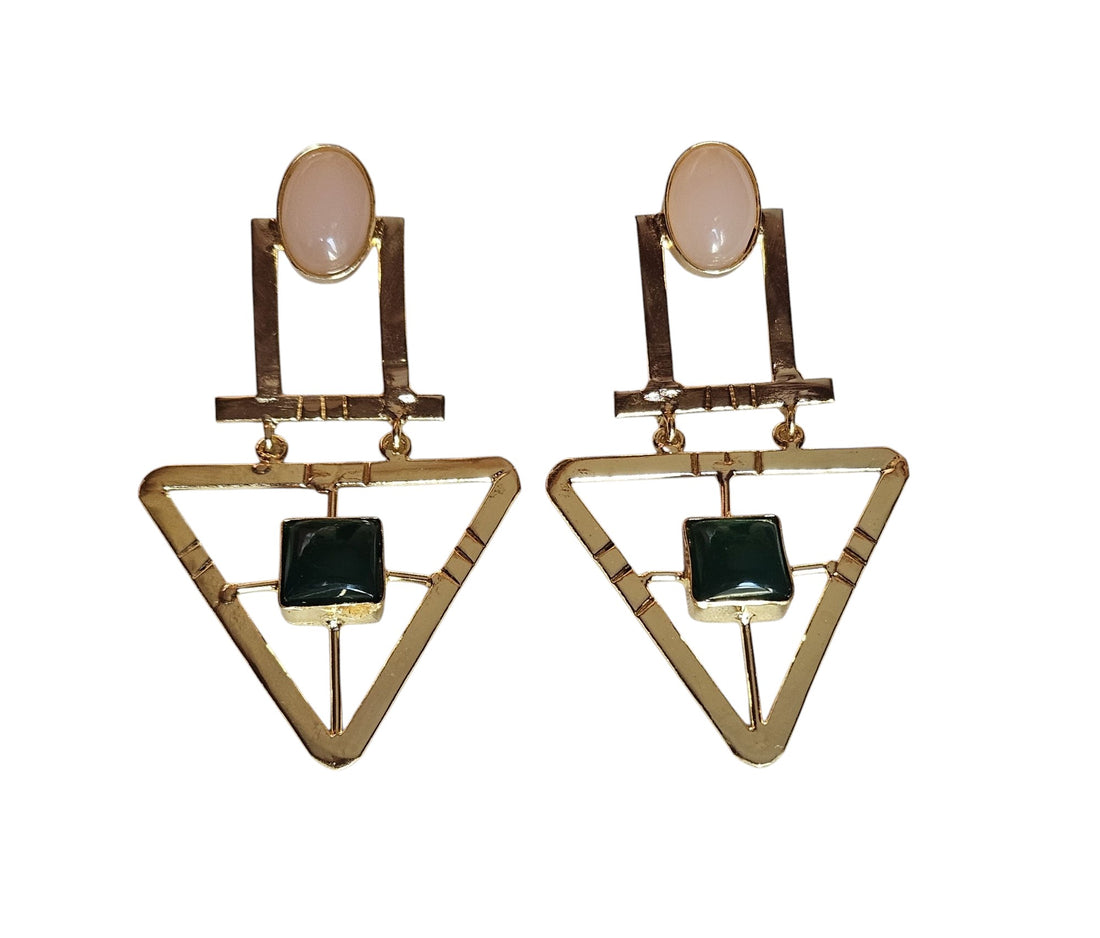 Charming Gold Plated Semi Precious Gemstone Awesome Designer Dangle Drop Earrings