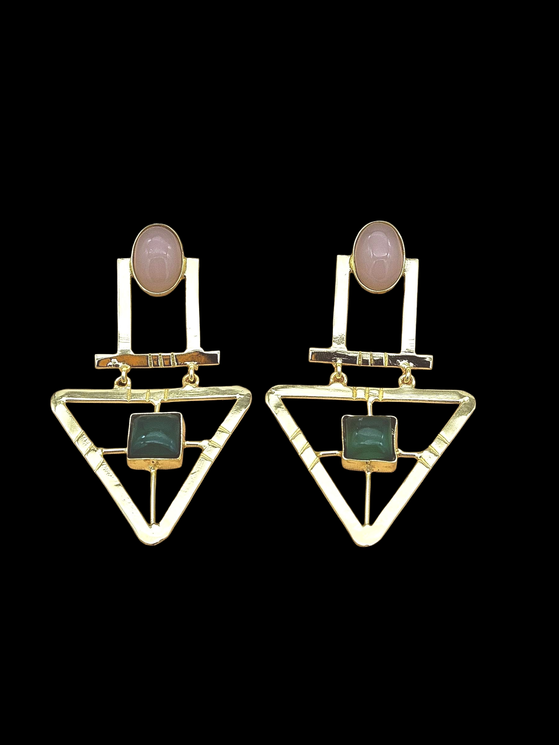 Charming Gold Plated Semi Precious Gemstone Awesome Designer Dangle Drop Earrings