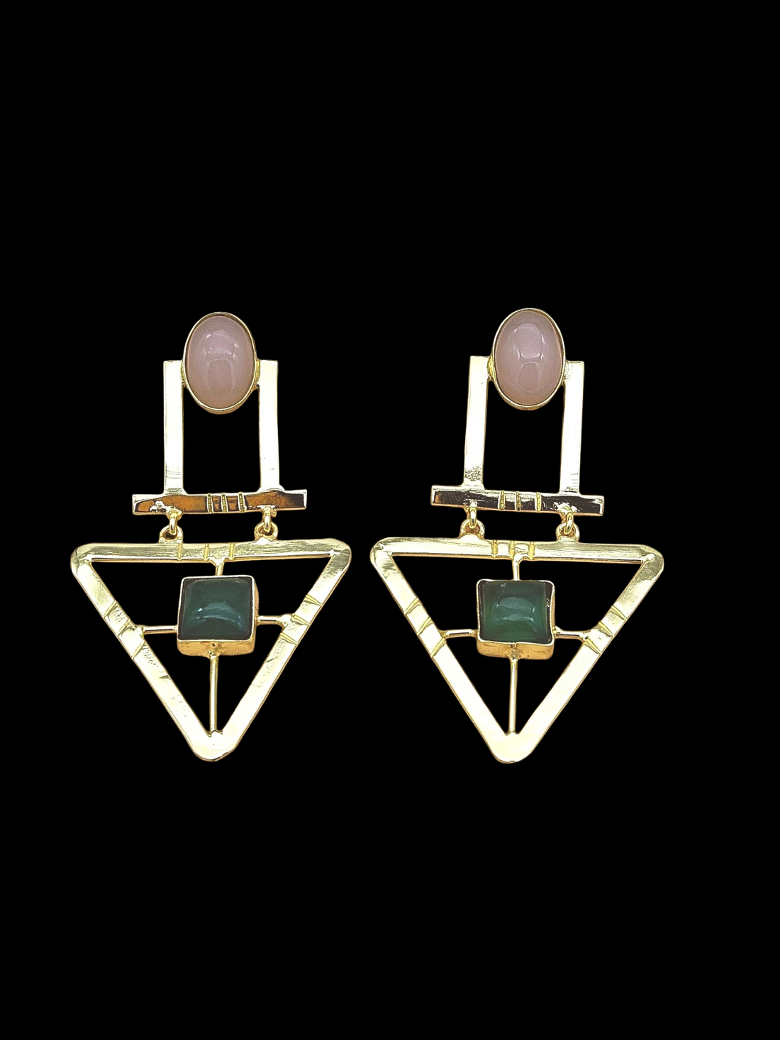 Charming Gold Plated Semi Precious Gemstone Awesome Designer Dangle Drop Earrings