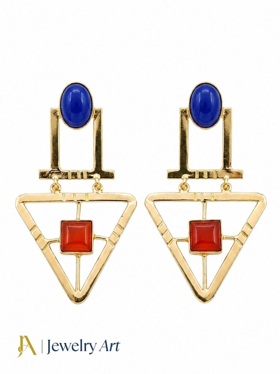 Charming Gold Plated Semi Precious Gemstone Awesome Designer Dangle Drop Earrings