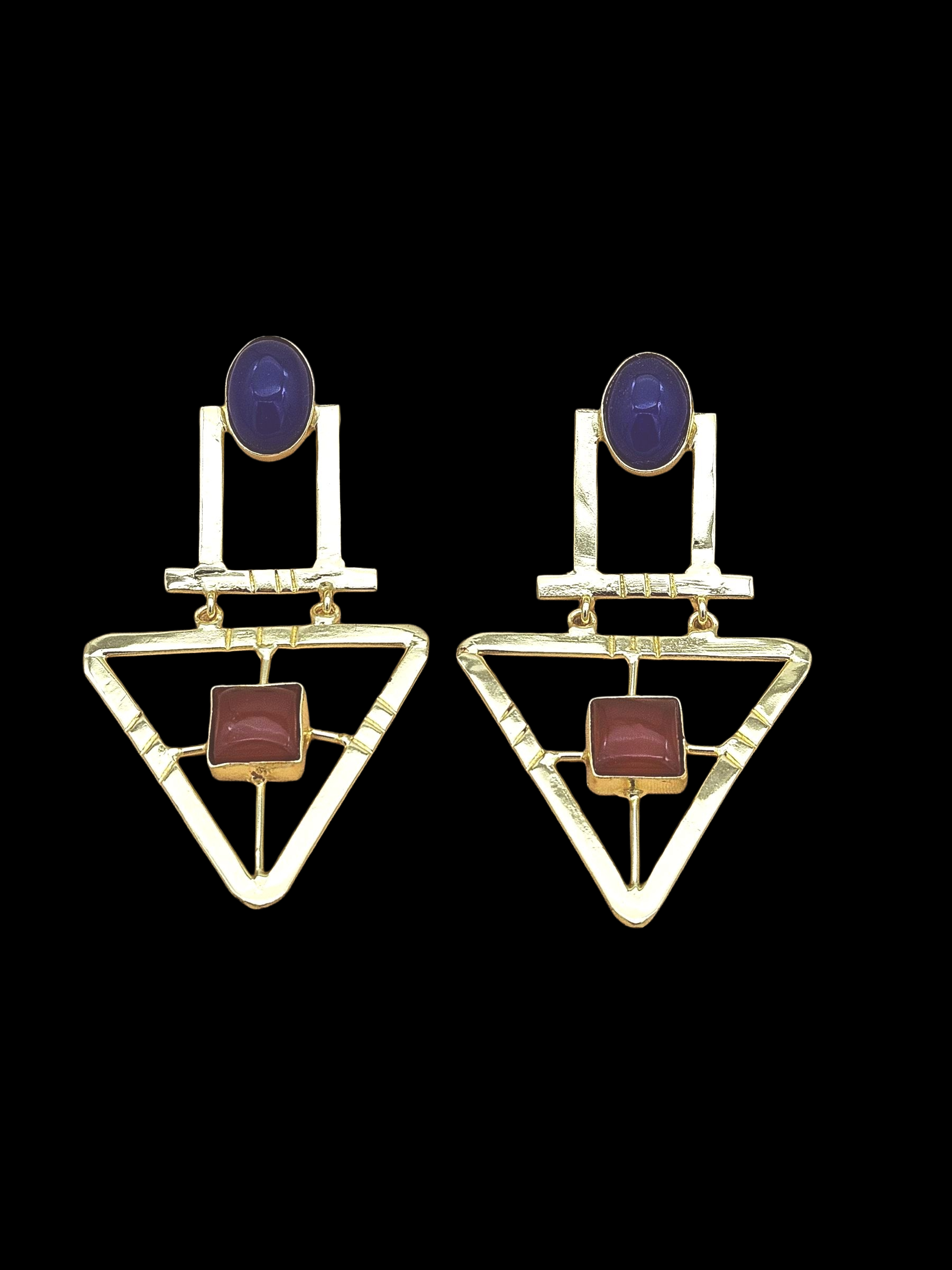 Charming Gold Plated Semi Precious Gemstone Awesome Designer Dangle Drop Earrings