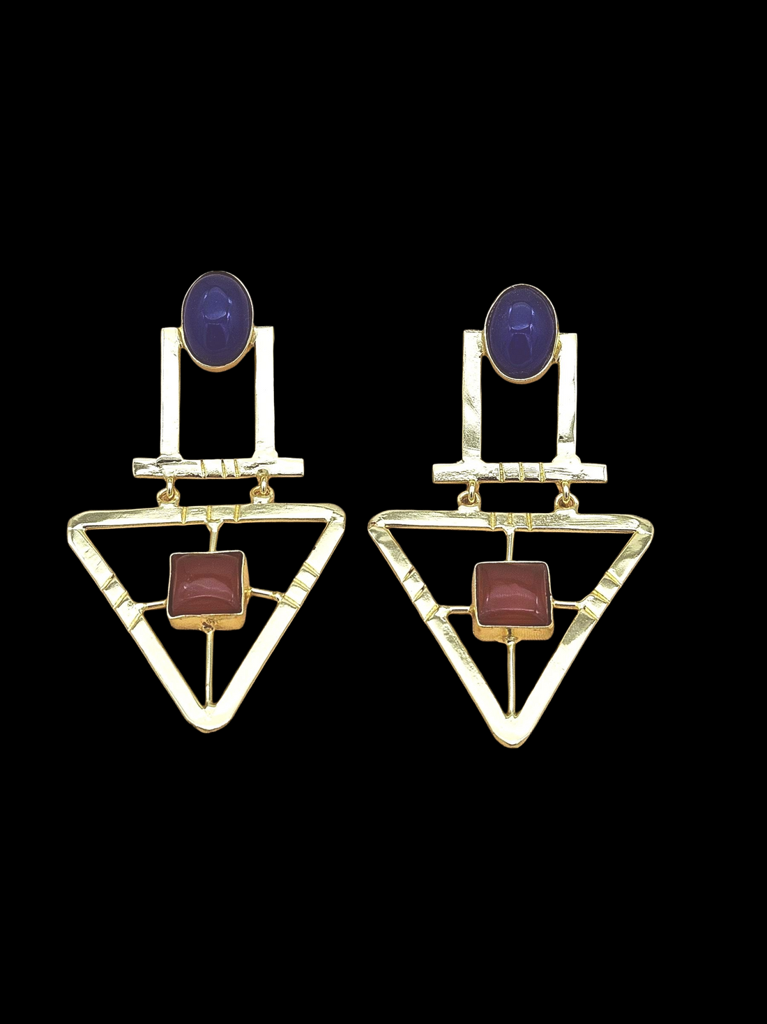 Charming Gold Plated Semi Precious Gemstone Awesome Designer Dangle Drop Earrings