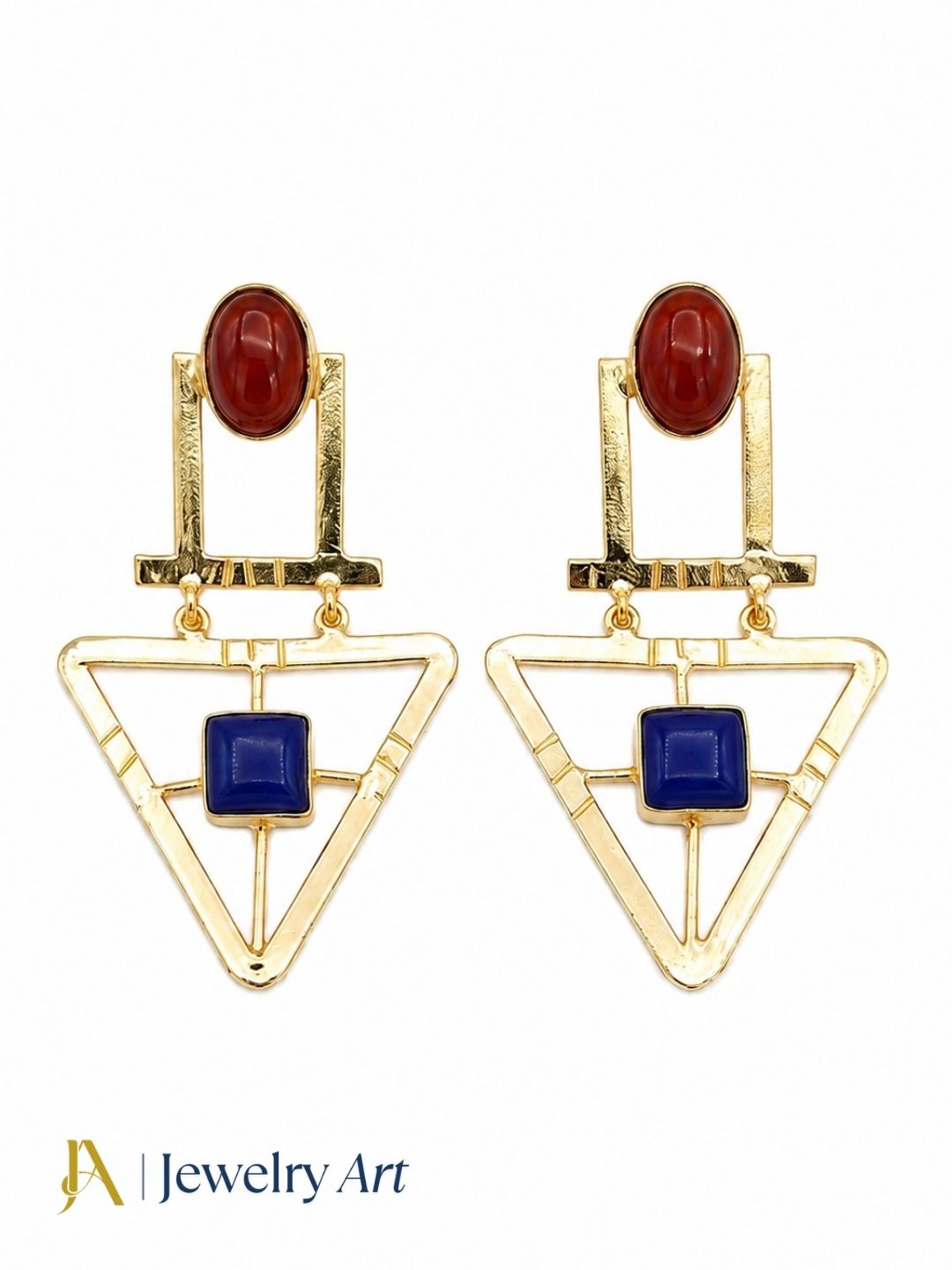 Charming Gold Plated Semi Precious Gemstone Awesome Designer Dangle Drop Earrings