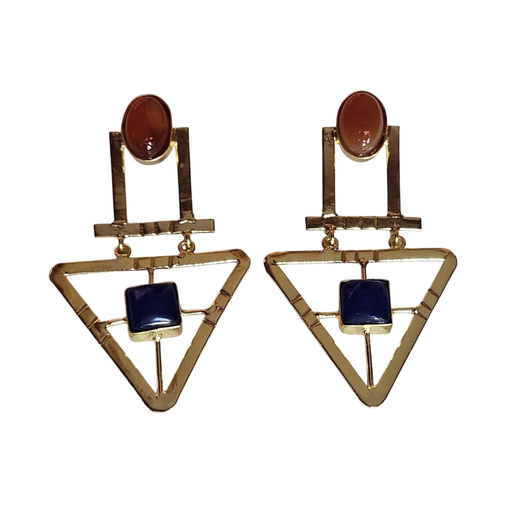 Charming Gold Plated Semi Precious Gemstone Awesome Designer Dangle Drop Earrings