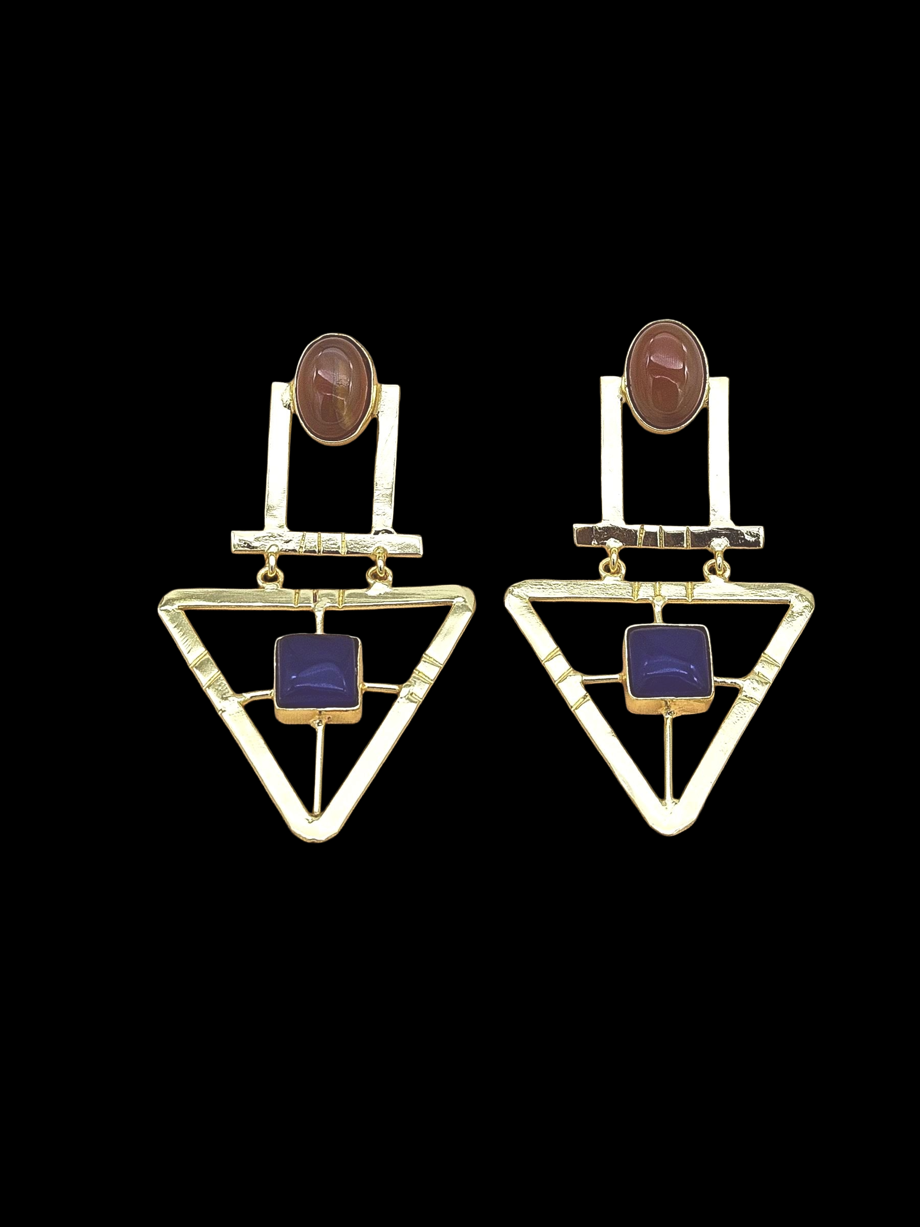 Charming Gold Plated Semi Precious Gemstone Awesome Designer Dangle Drop Earrings