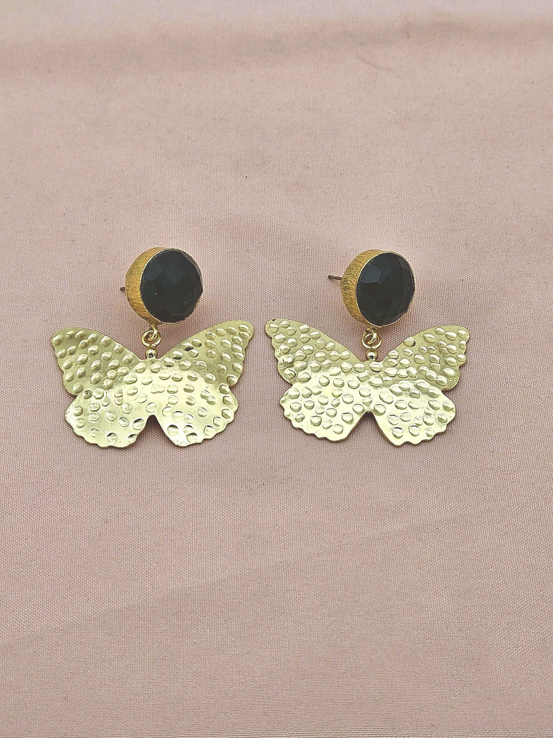 Artistic Gold Plated Dangle Earrings – Semi Precious Stone Light weight Jewelry