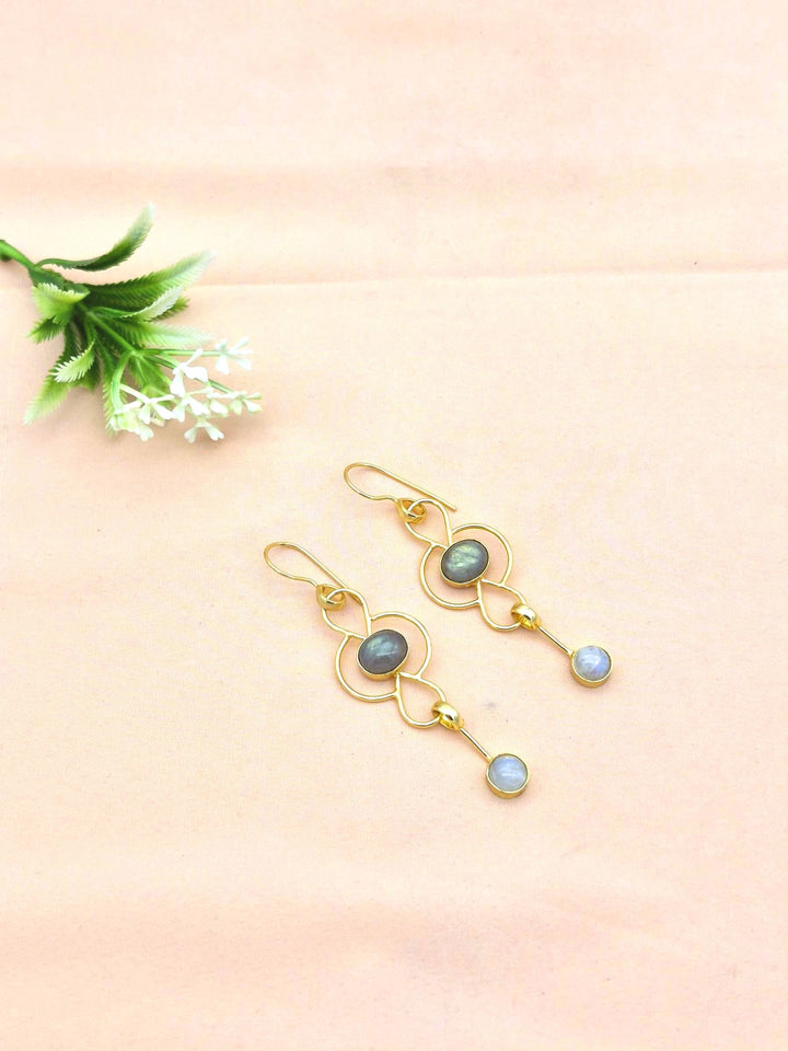 Gorgeous Gold Plated Dangle Drop  Earrings –  Semi Precious Stone Handcrafted Jewelry