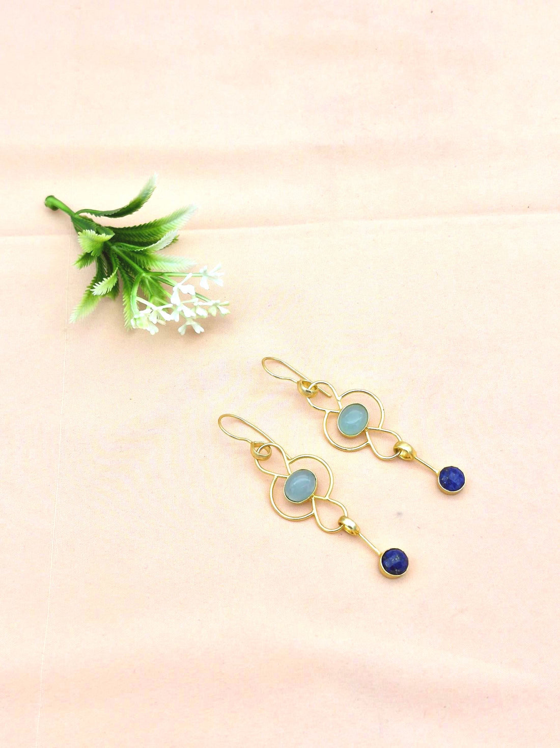 Gorgeous Gold Plated Dangle Drop  Earrings –  Semi Precious Stone Handcrafted Jewelry